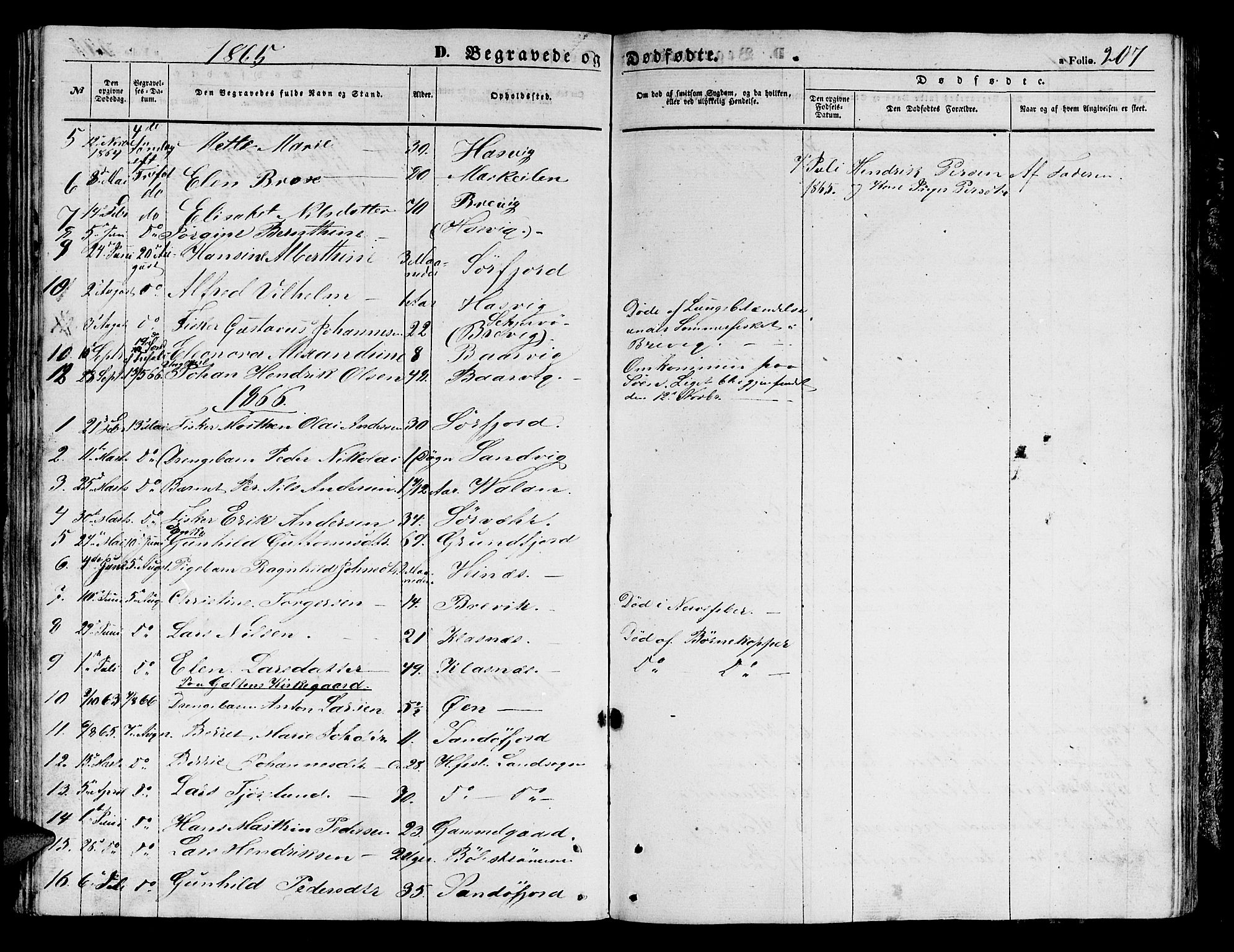 Loppa sokneprestkontor, SATØ/S-1339/H/Hb/L0003klokker: Parish register (copy) no. 3, 1853-1880, p. 207