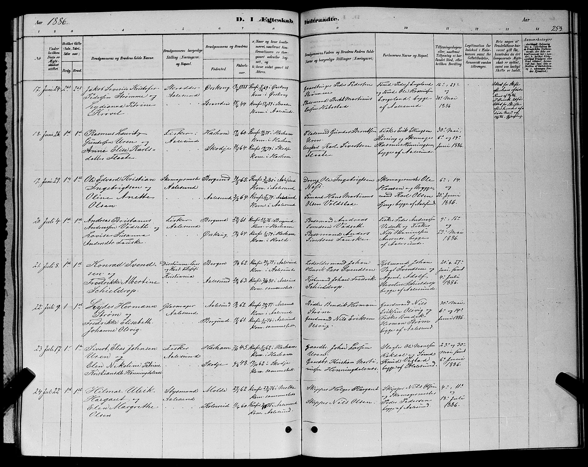 Ministerialprotokoller, klokkerbøker og fødselsregistre - Møre og Romsdal, AV/SAT-A-1454/529/L0466: Parish register (copy) no. 529C03, 1878-1888, p. 254