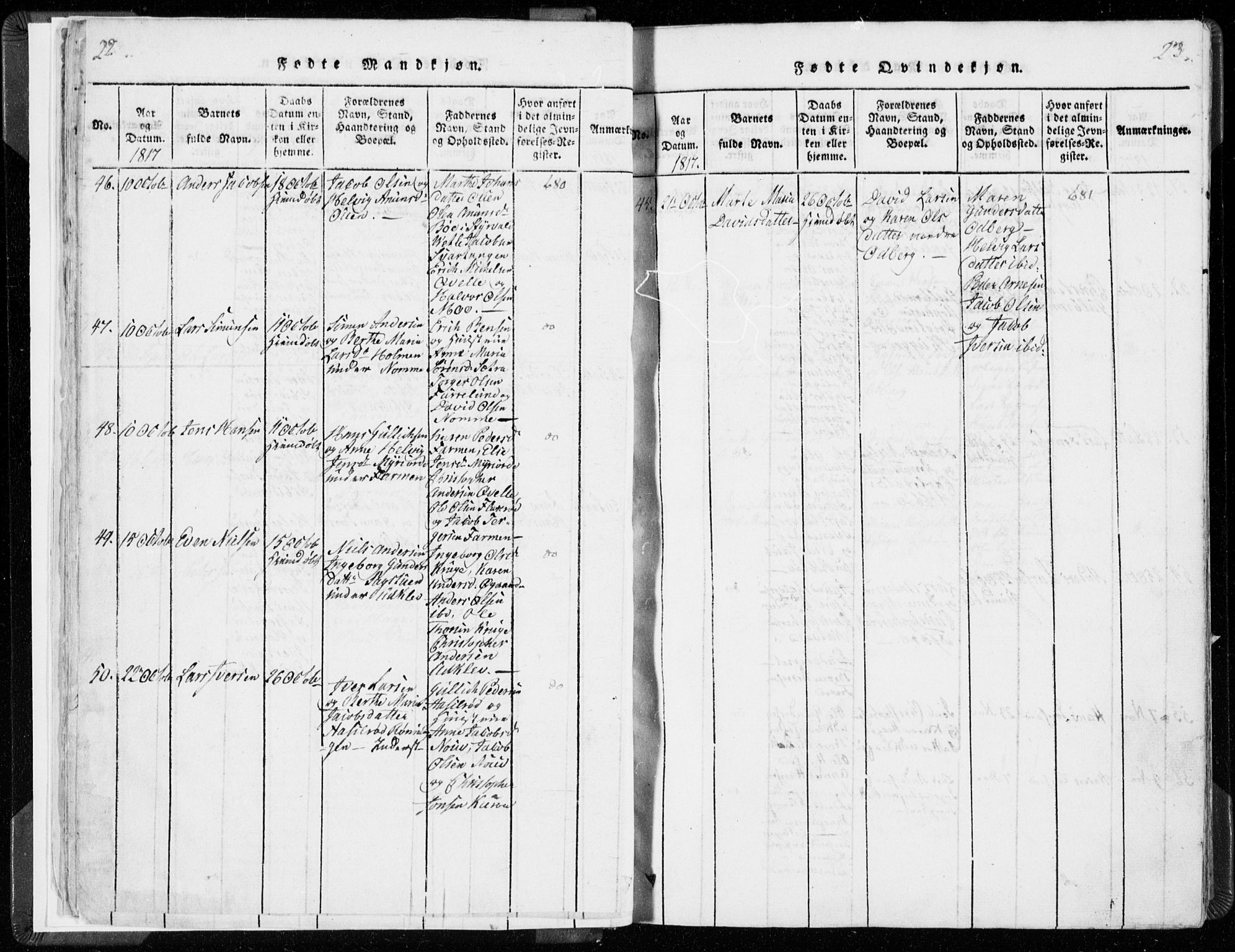 Hedrum kirkebøker, AV/SAKO-A-344/F/Fa/L0004: Parish register (official) no. I 4, 1817-1835, p. 22-23