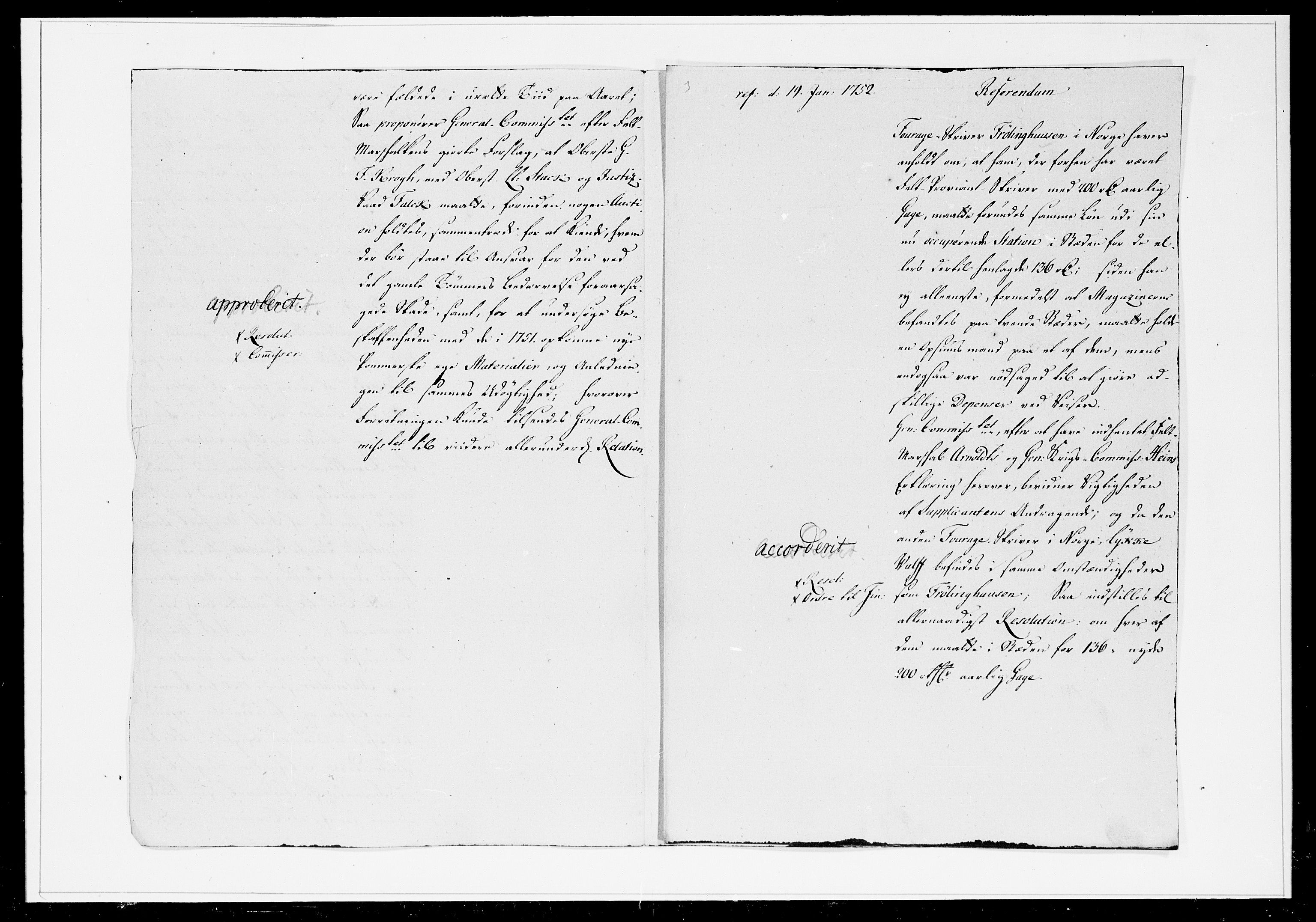 Krigskollegiet, Krigskancelliet, DRA/A-0006/-/1233-1240: Refererede sager, 1752, p. 15