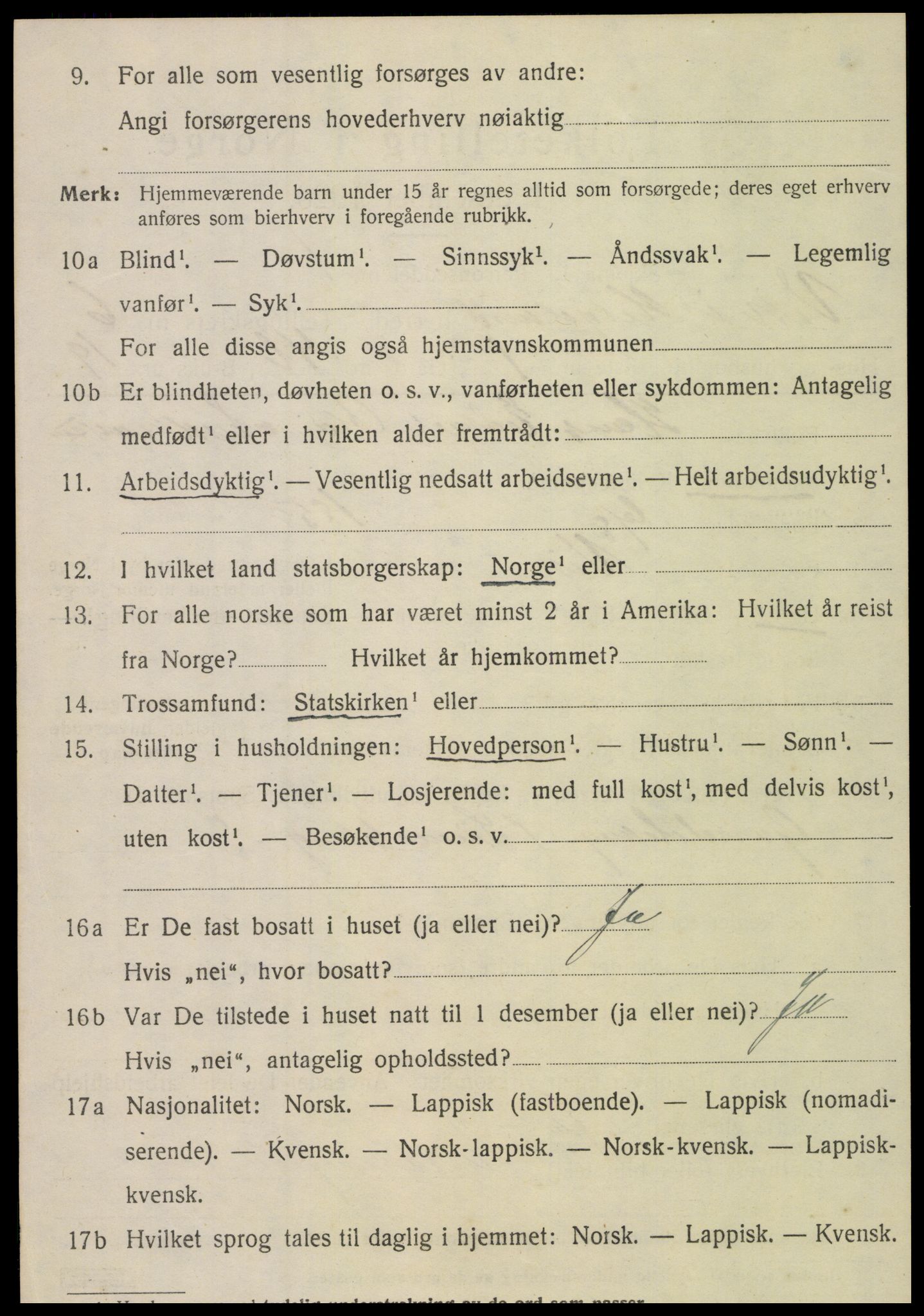 SAT, 1920 census for Vik, 1920, p. 3574