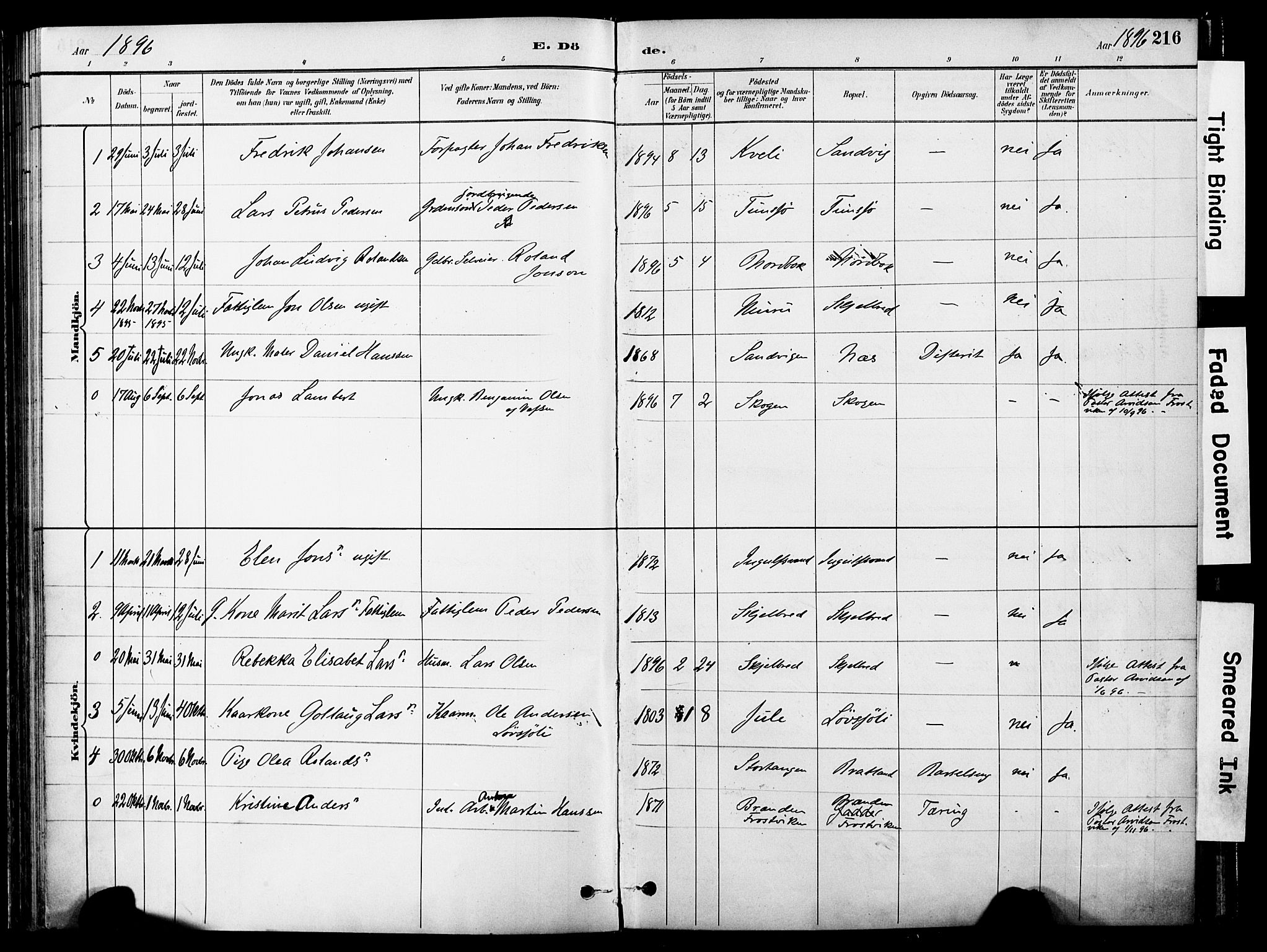 Ministerialprotokoller, klokkerbøker og fødselsregistre - Nord-Trøndelag, SAT/A-1458/755/L0494: Parish register (official) no. 755A03, 1882-1902, p. 216