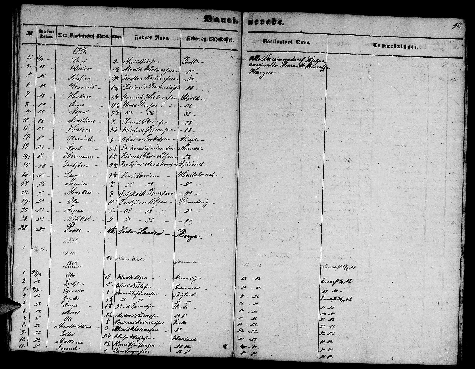 Etne sokneprestembete, SAB/A-75001/H/Hab: Parish register (copy) no. C 2, 1851-1865, p. 92