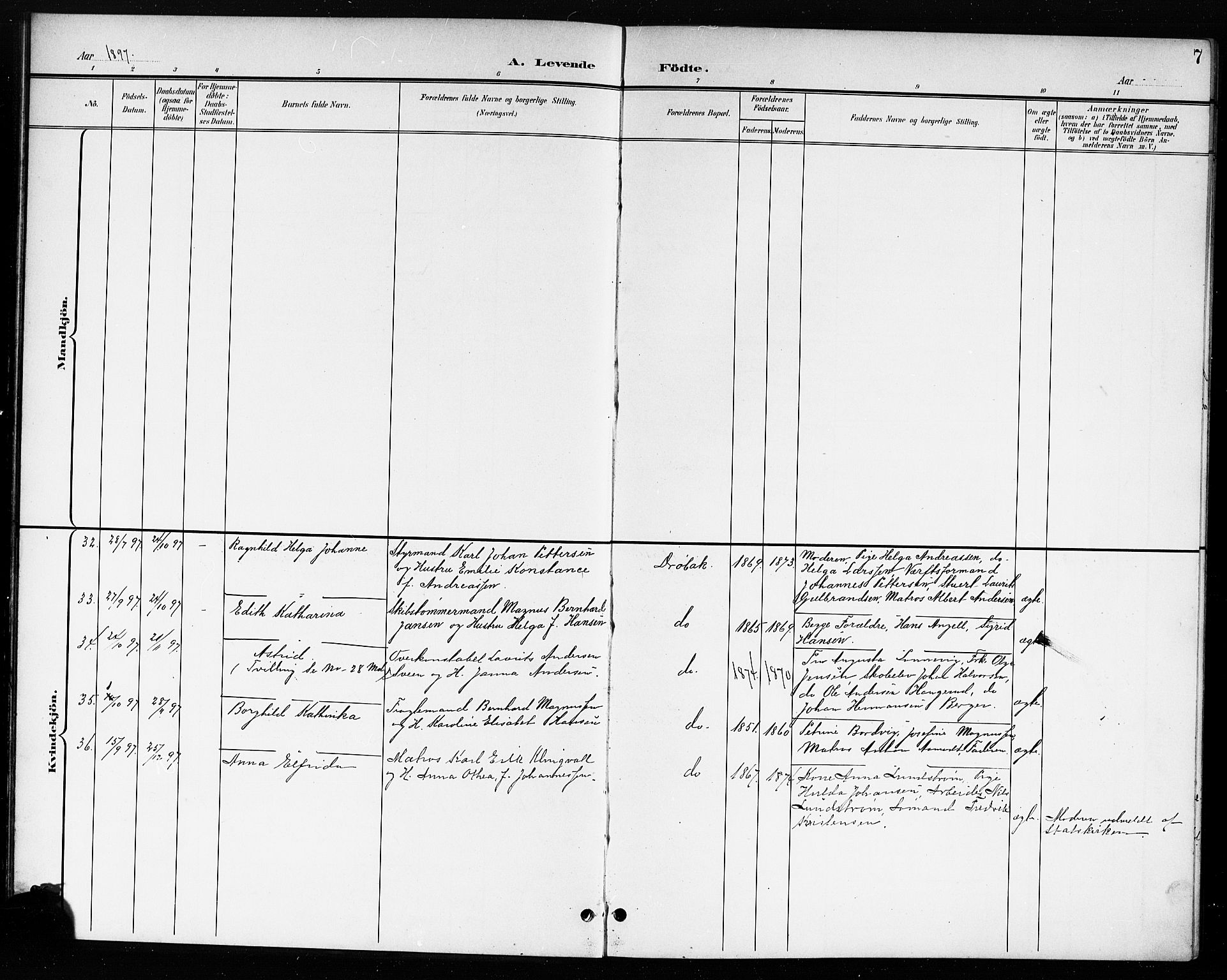 Drøbak prestekontor Kirkebøker, AV/SAO-A-10142a/G/Ga/L0001: Parish register (copy) no. I 1, 1897-1917, p. 7