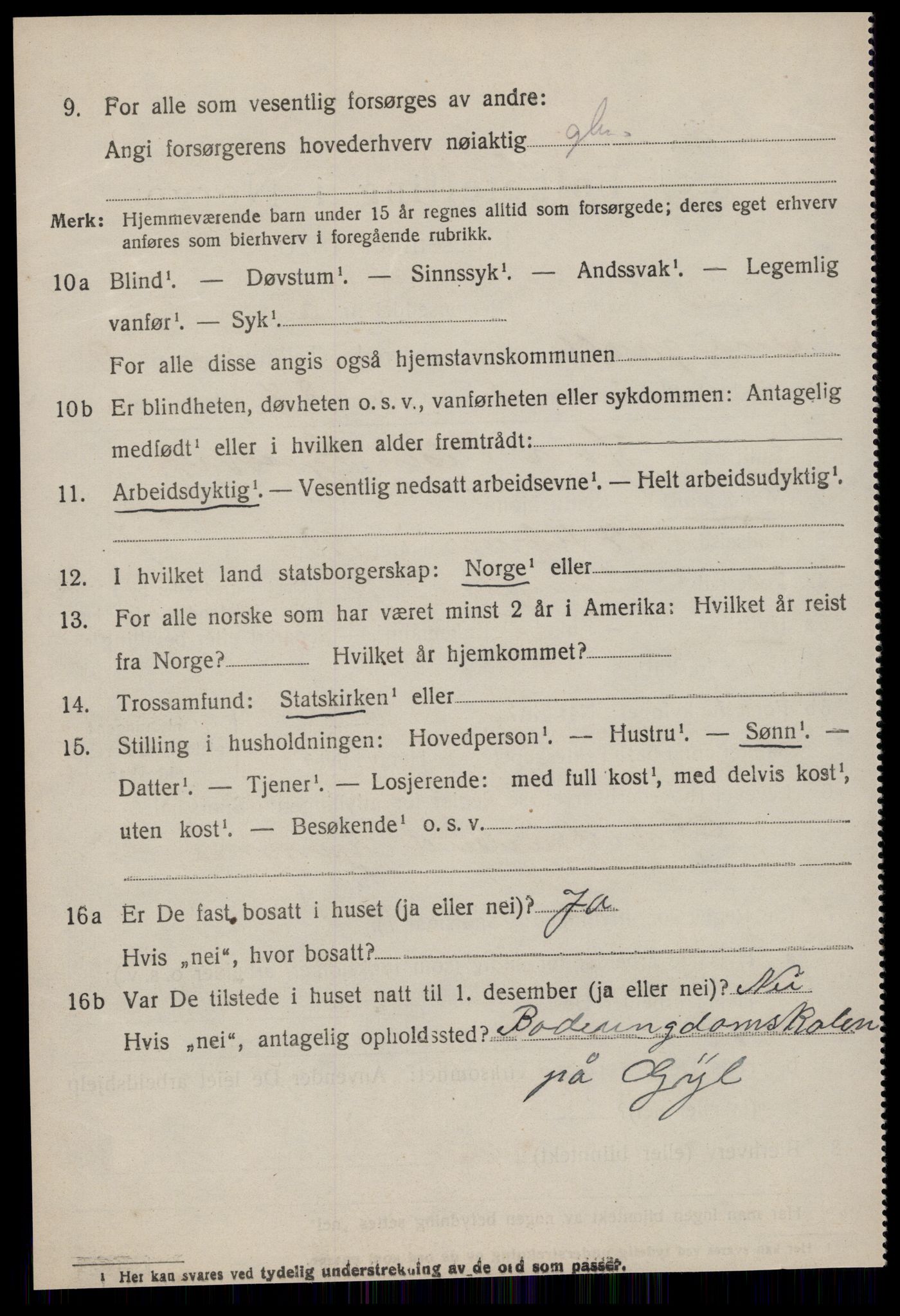 SAT, 1920 census for Tingvoll, 1920, p. 5103