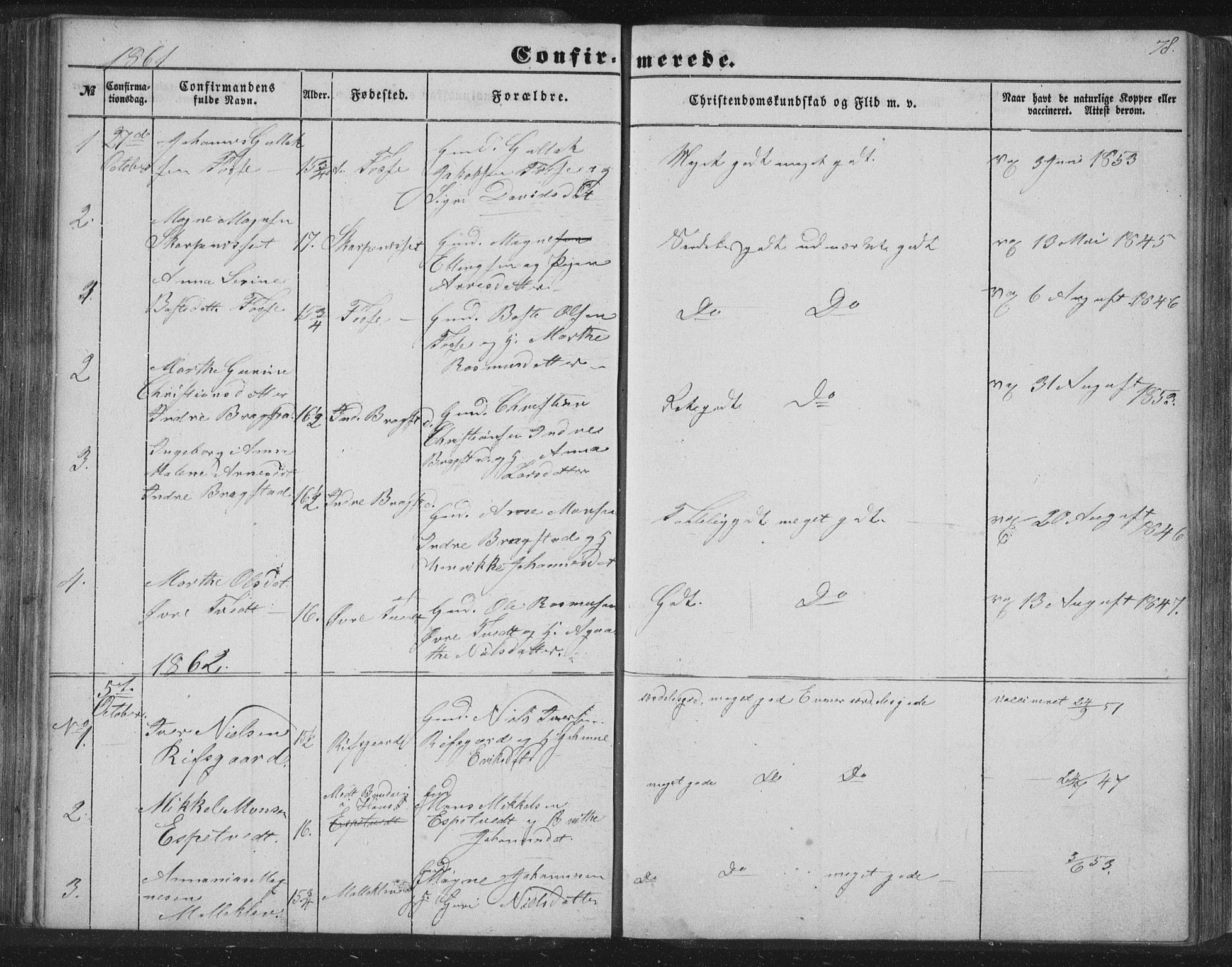Alversund Sokneprestembete, SAB/A-73901/H/Ha/Hab: Parish register (copy) no. C 1, 1851-1866, p. 78