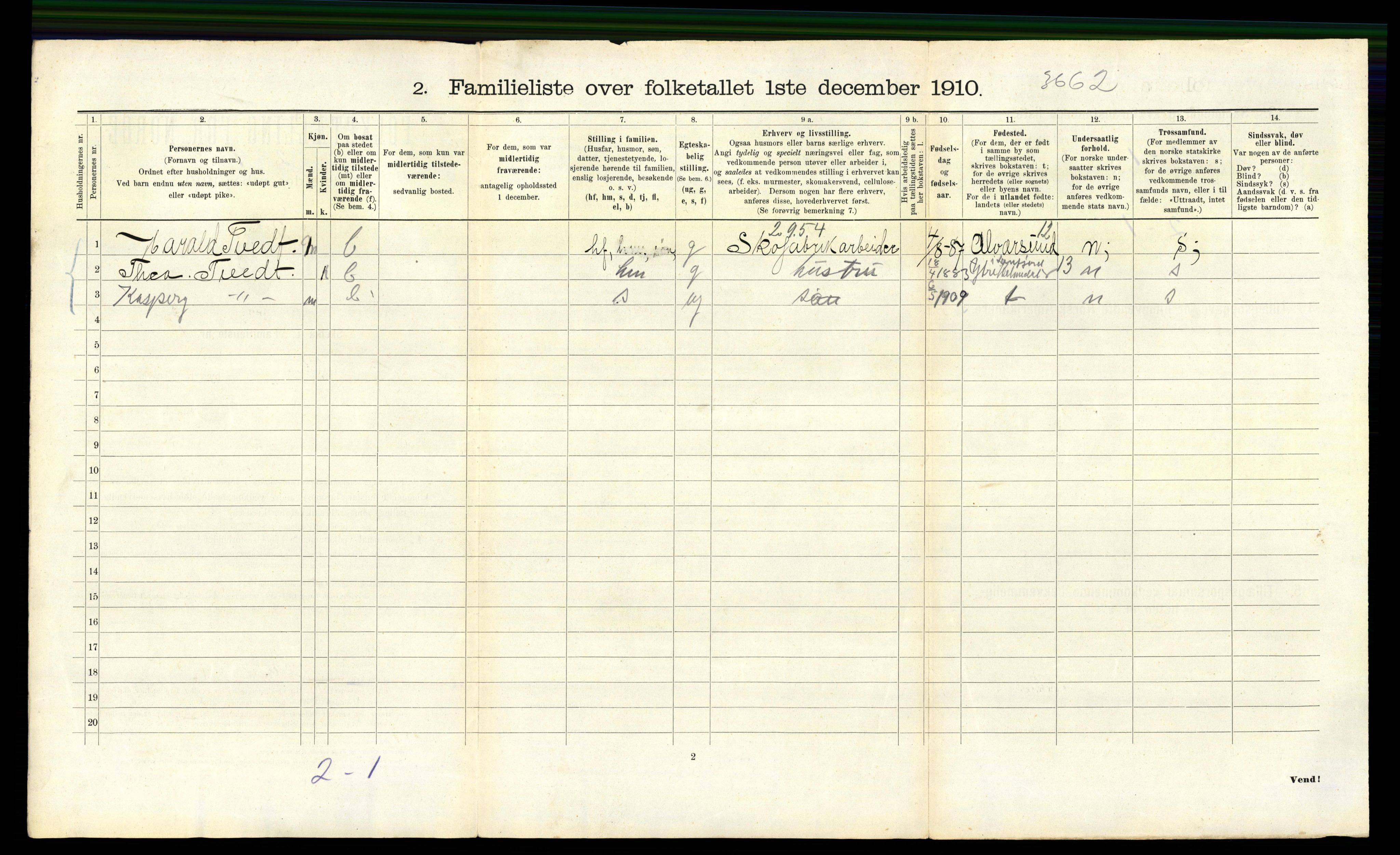 RA, 1910 census for Bergen, 1910, p. 7100