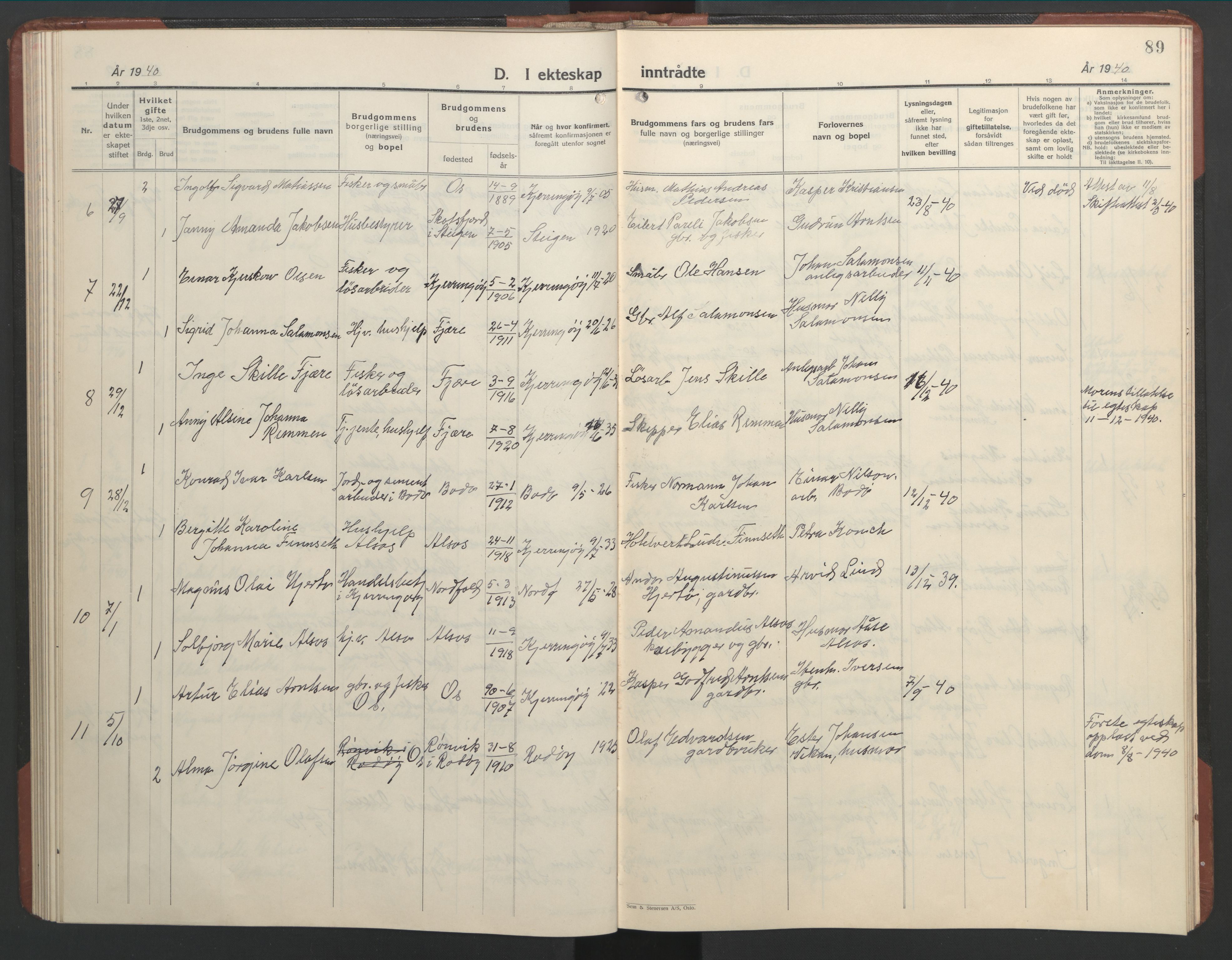 Ministerialprotokoller, klokkerbøker og fødselsregistre - Nordland, SAT/A-1459/803/L0078: Parish register (copy) no. 803C05, 1931-1952, p. 89