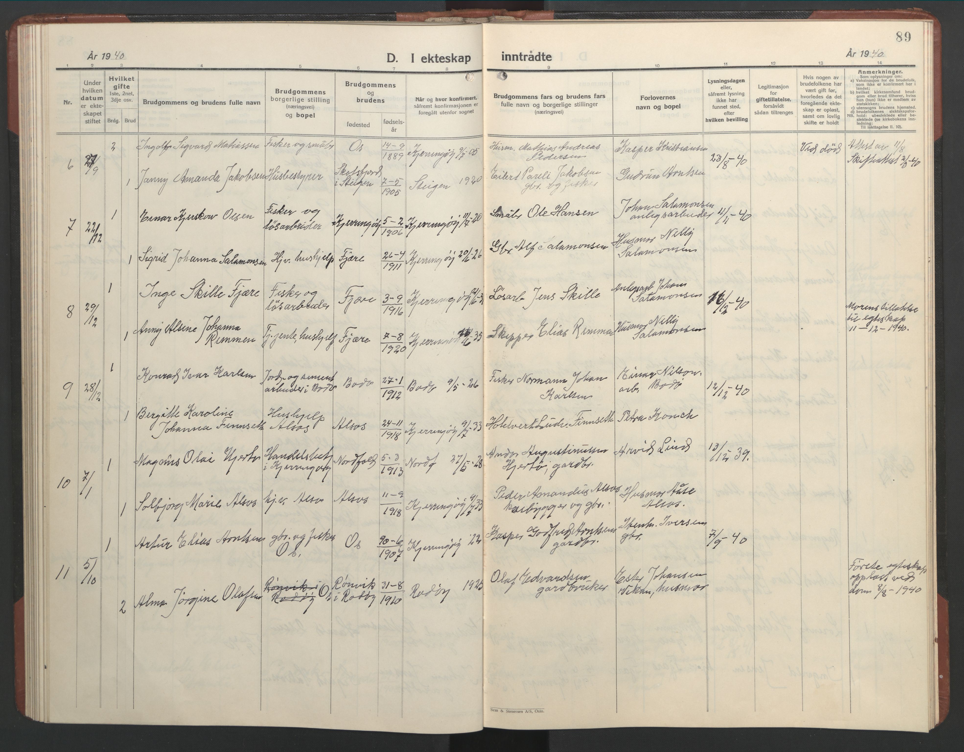 Ministerialprotokoller, klokkerbøker og fødselsregistre - Nordland, AV/SAT-A-1459/803/L0078: Parish register (copy) no. 803C05, 1931-1952, p. 89