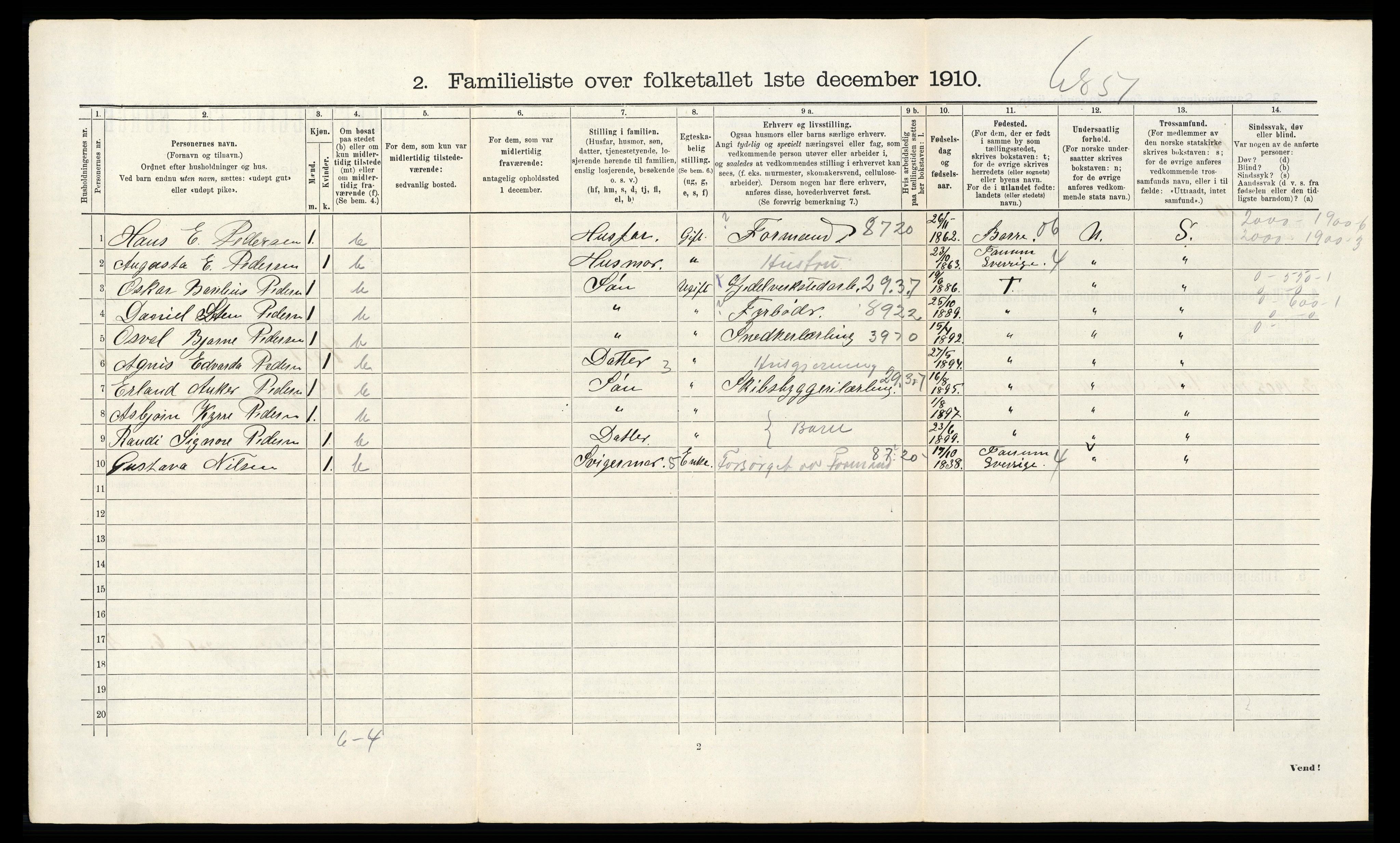 RA, 1910 census for Horten, 1910, p. 5771