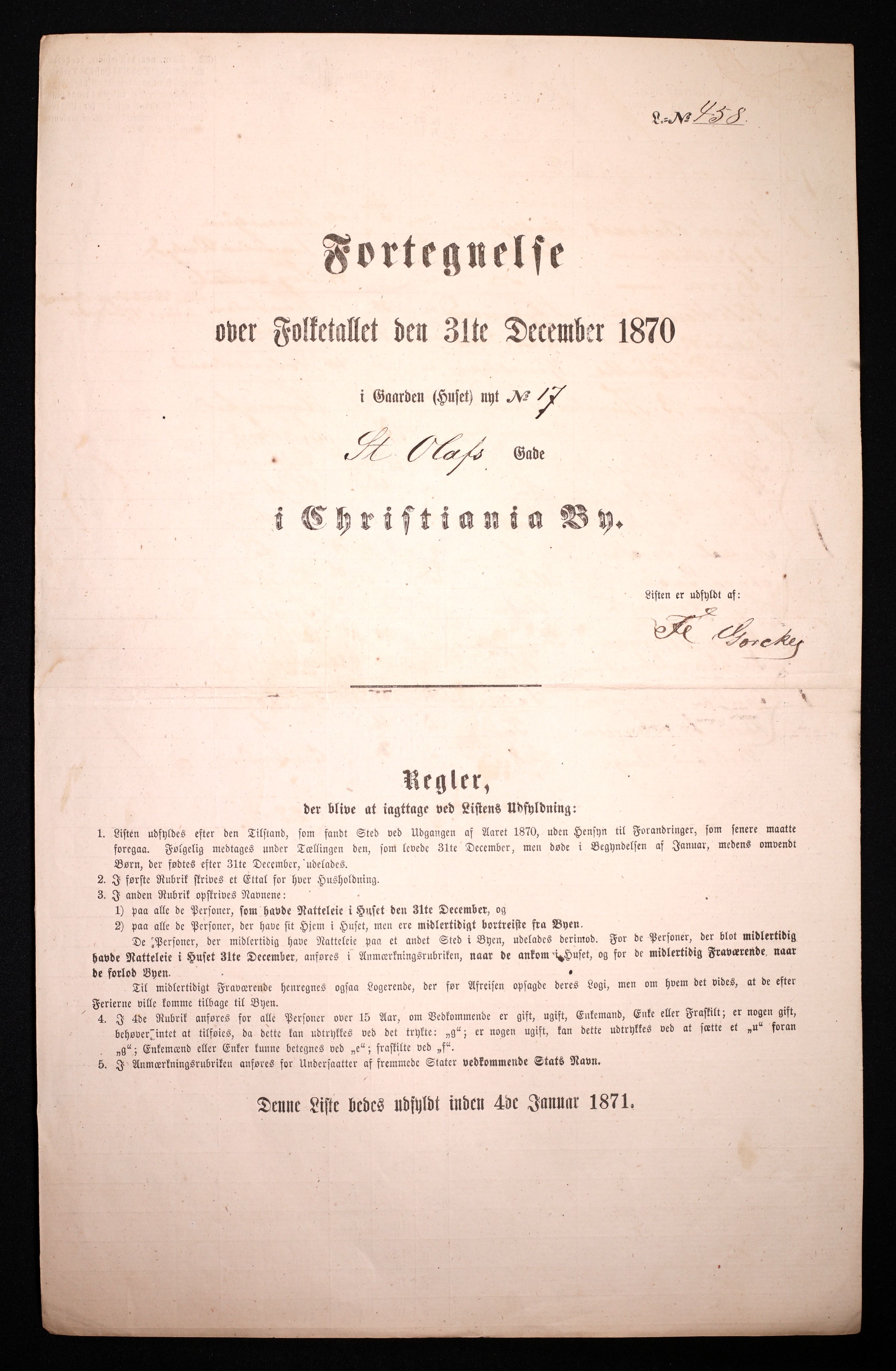 RA, 1870 census for 0301 Kristiania, 1870, p. 3580