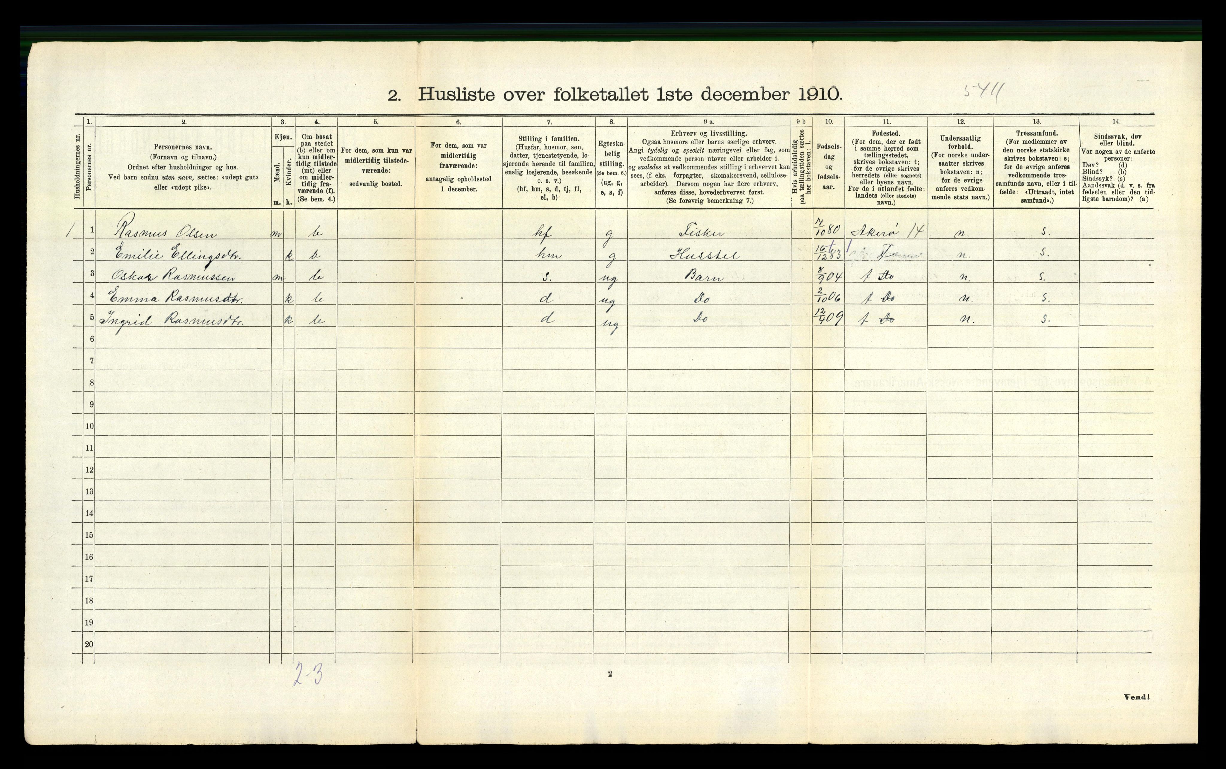 RA, 1910 census for Fræna, 1910, p. 49