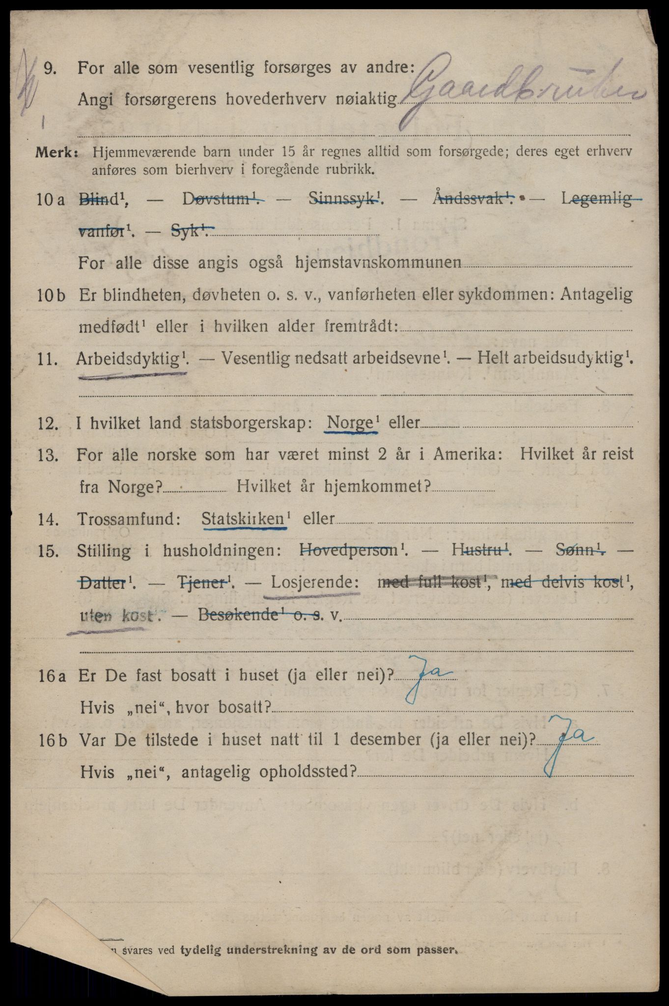 SAT, 1920 census for Trondheim, 1920, p. 96111