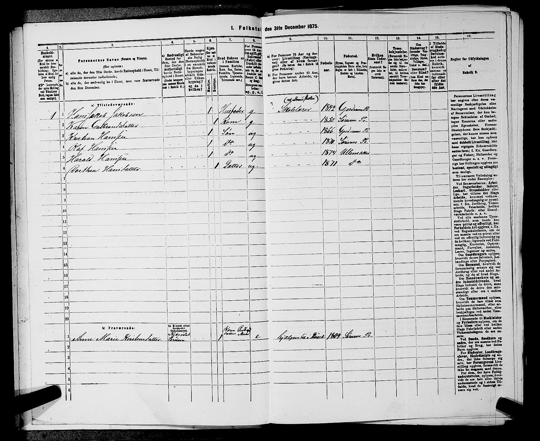 RA, 1875 census for 0235P Ullensaker, 1875, p. 324