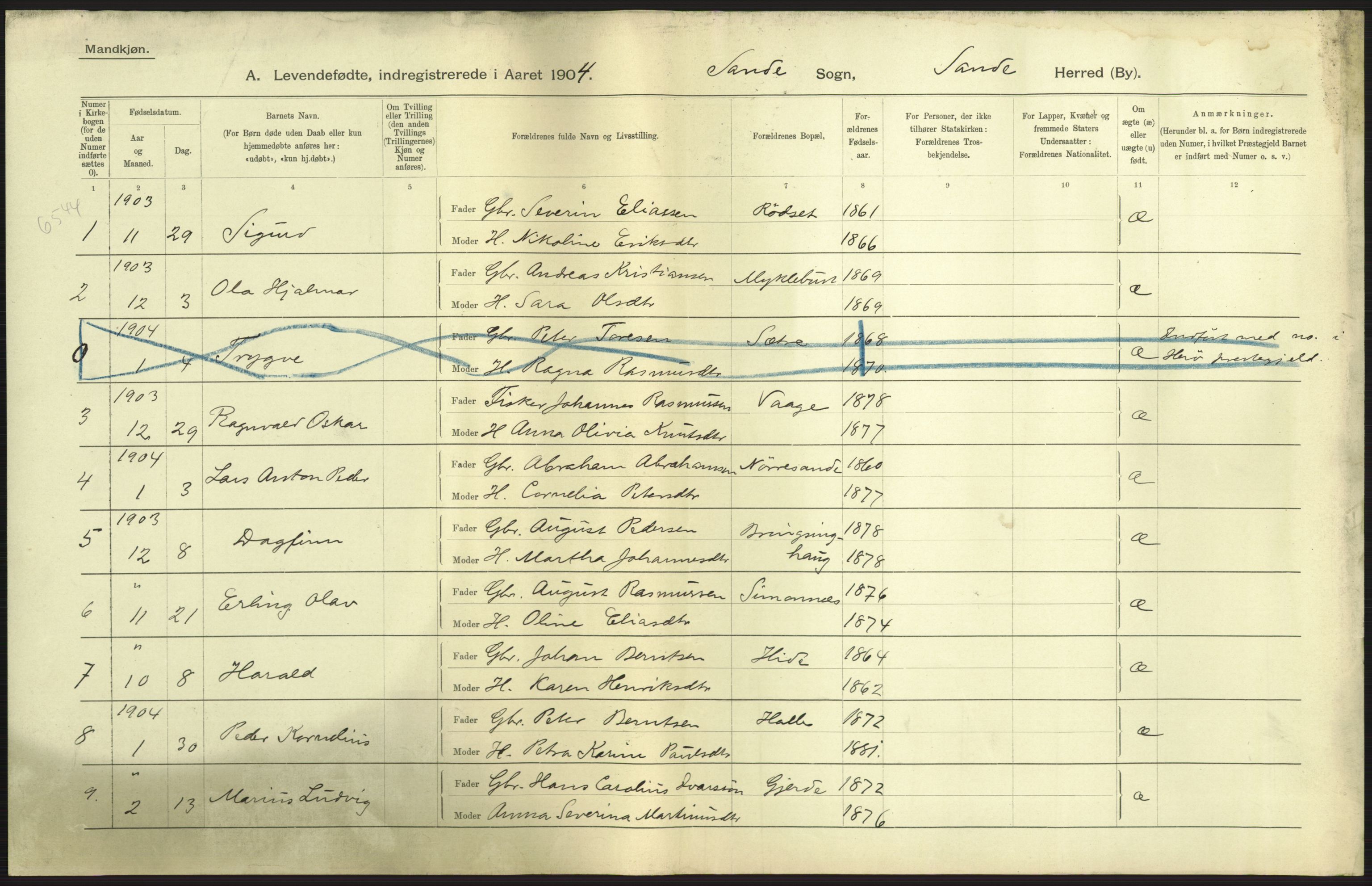 Statistisk sentralbyrå, Sosiodemografiske emner, Befolkning, AV/RA-S-2228/D/Df/Dfa/Dfab/L0016: Romsdals amt: Fødte, gifte, døde., 1904, p. 17