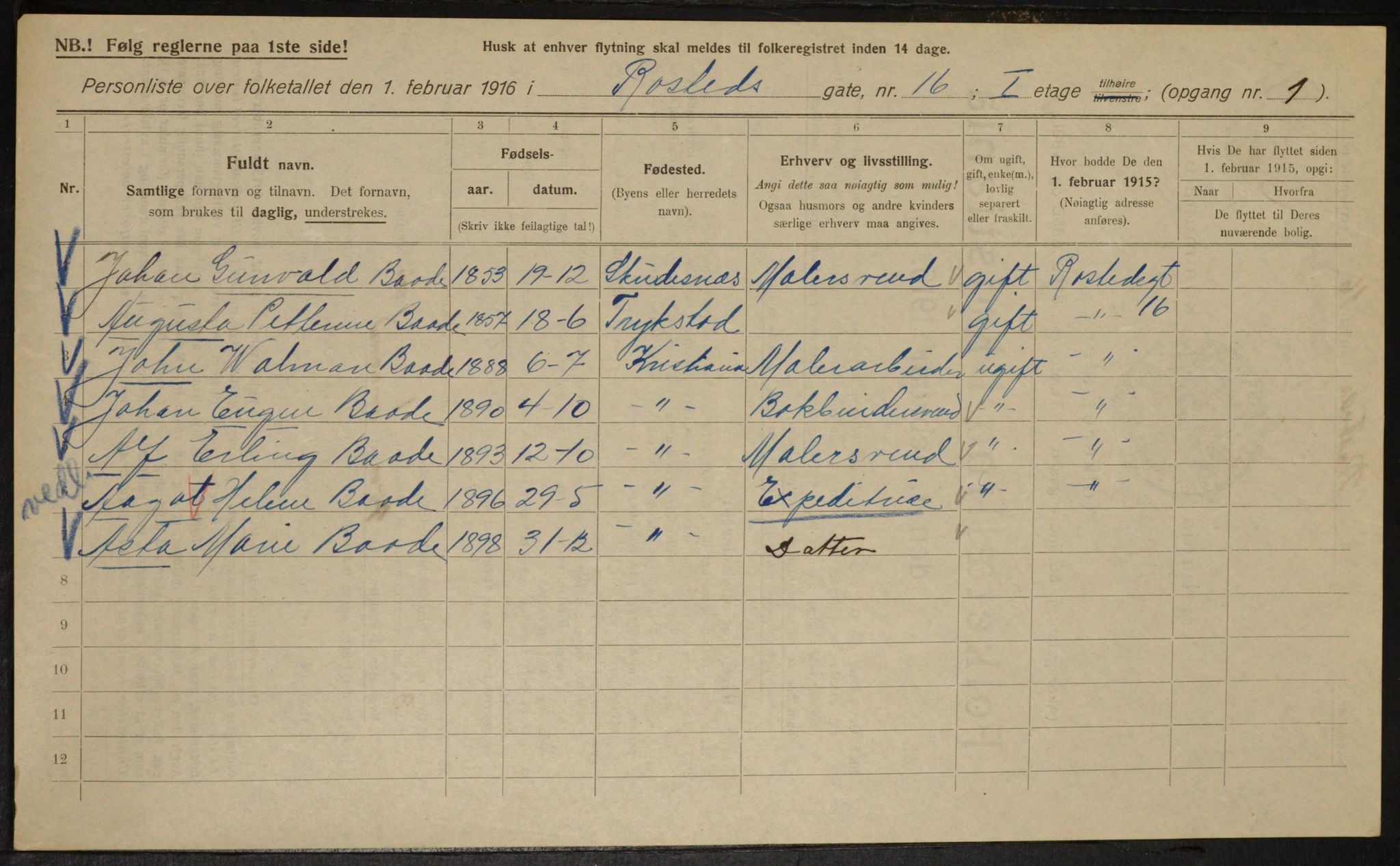 OBA, Municipal Census 1916 for Kristiania, 1916, p. 86782