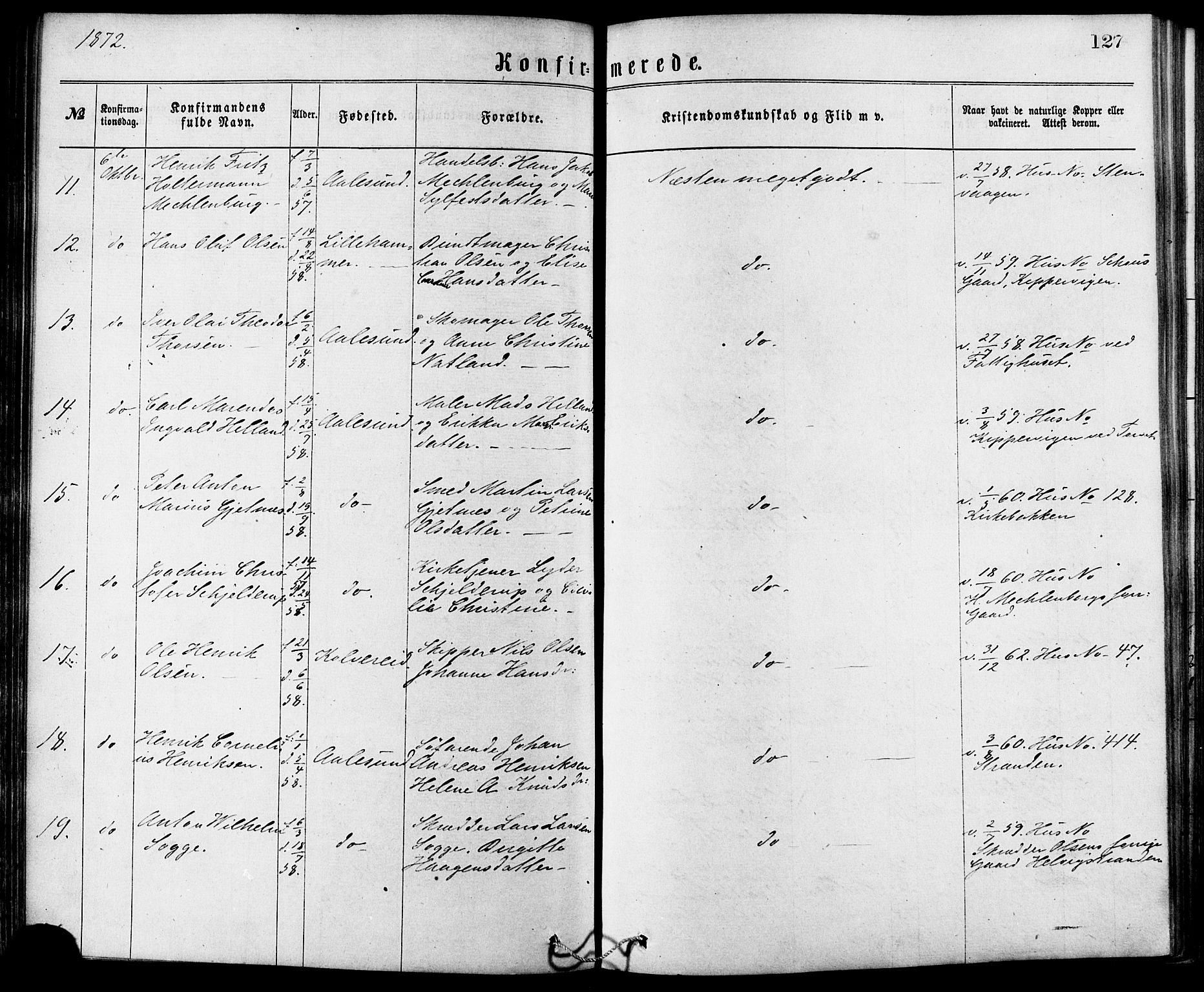 Ministerialprotokoller, klokkerbøker og fødselsregistre - Møre og Romsdal, AV/SAT-A-1454/529/L0453: Parish register (official) no. 529A03, 1872-1877, p. 127