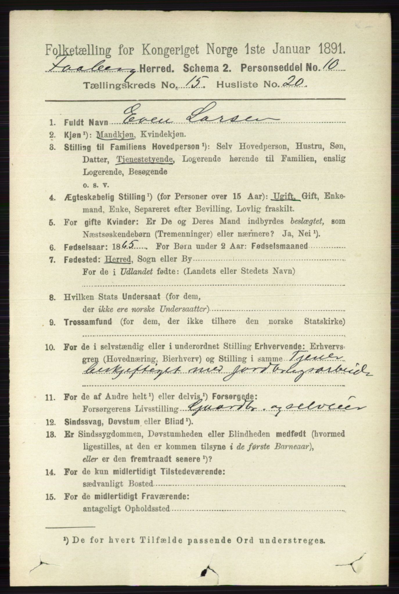 RA, 1891 census for 0524 Fåberg, 1891, p. 6026