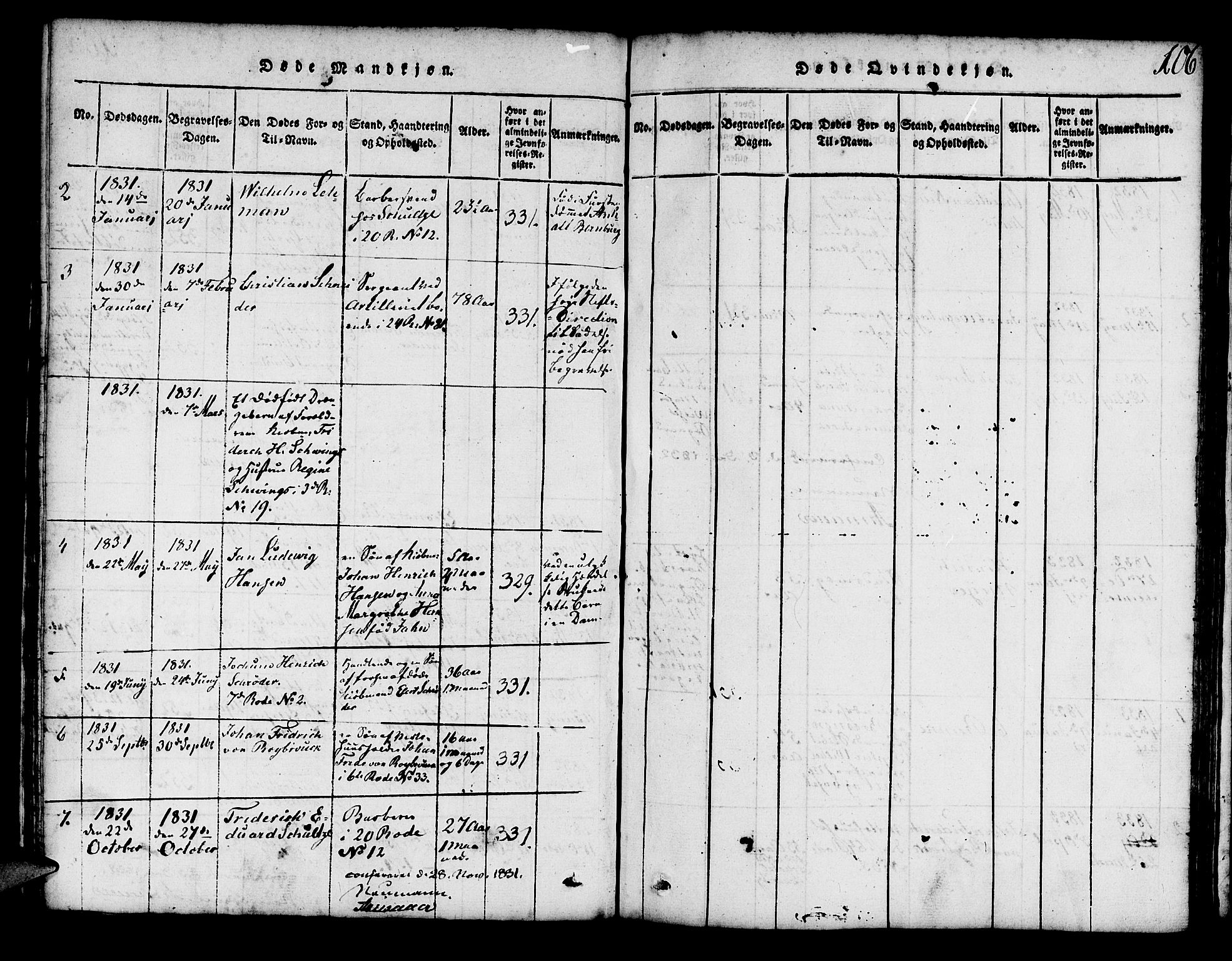 Mariakirken Sokneprestembete, SAB/A-76901/H/Hab/L0001: Parish register (copy) no. A 1, 1815-1846, p. 106