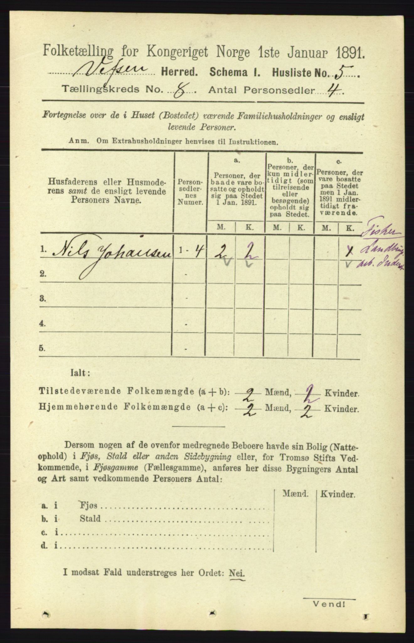 RA, 1891 census for 1824 Vefsn, 1891, p. 4190