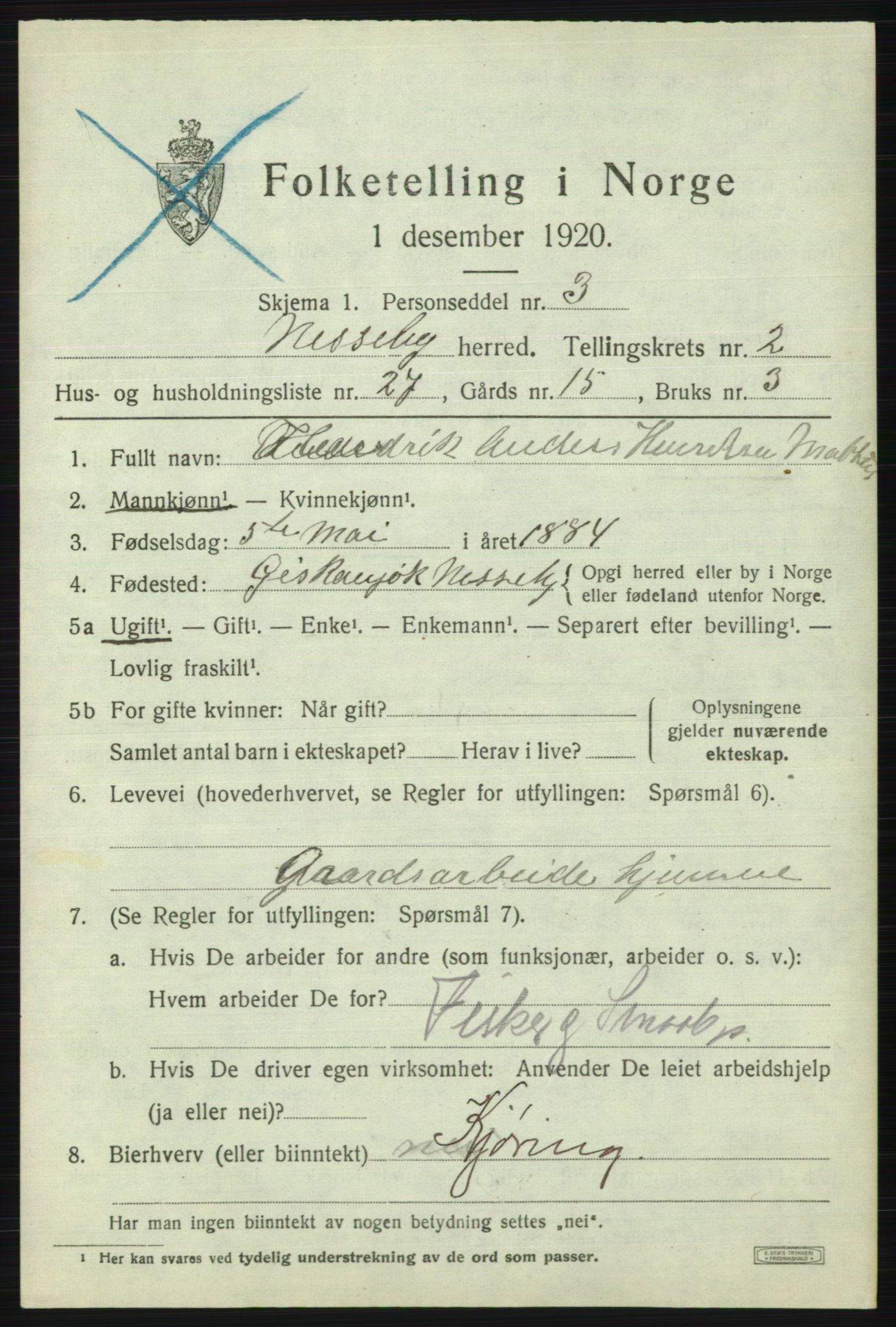 SATØ, 1920 census for Nesseby, 1920, p. 1196