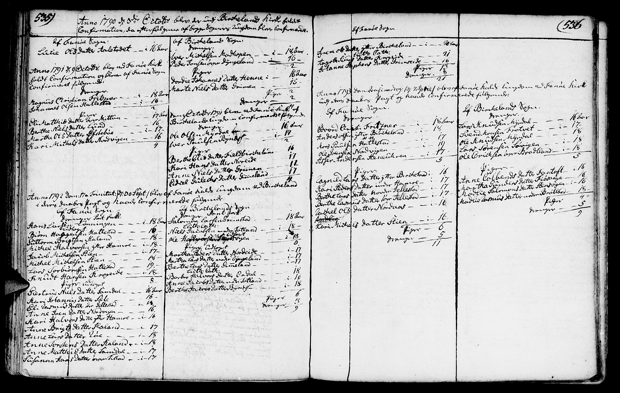 Fana Sokneprestembete, SAB/A-75101/H/Haa/Haaa/L0005: Parish register (official) no. A 5, 1773-1799, p. 535-536