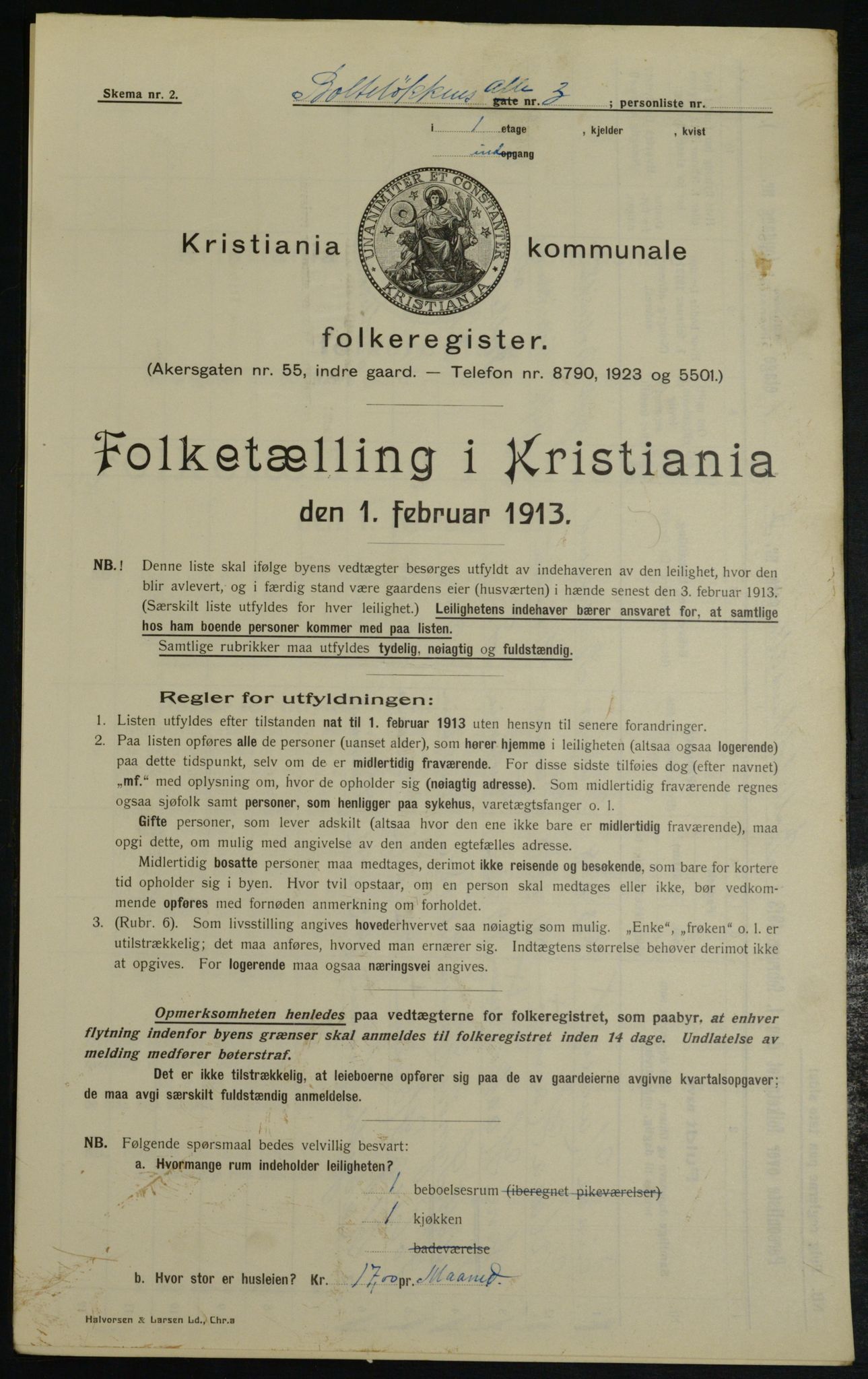 OBA, Municipal Census 1913 for Kristiania, 1913, p. 7502