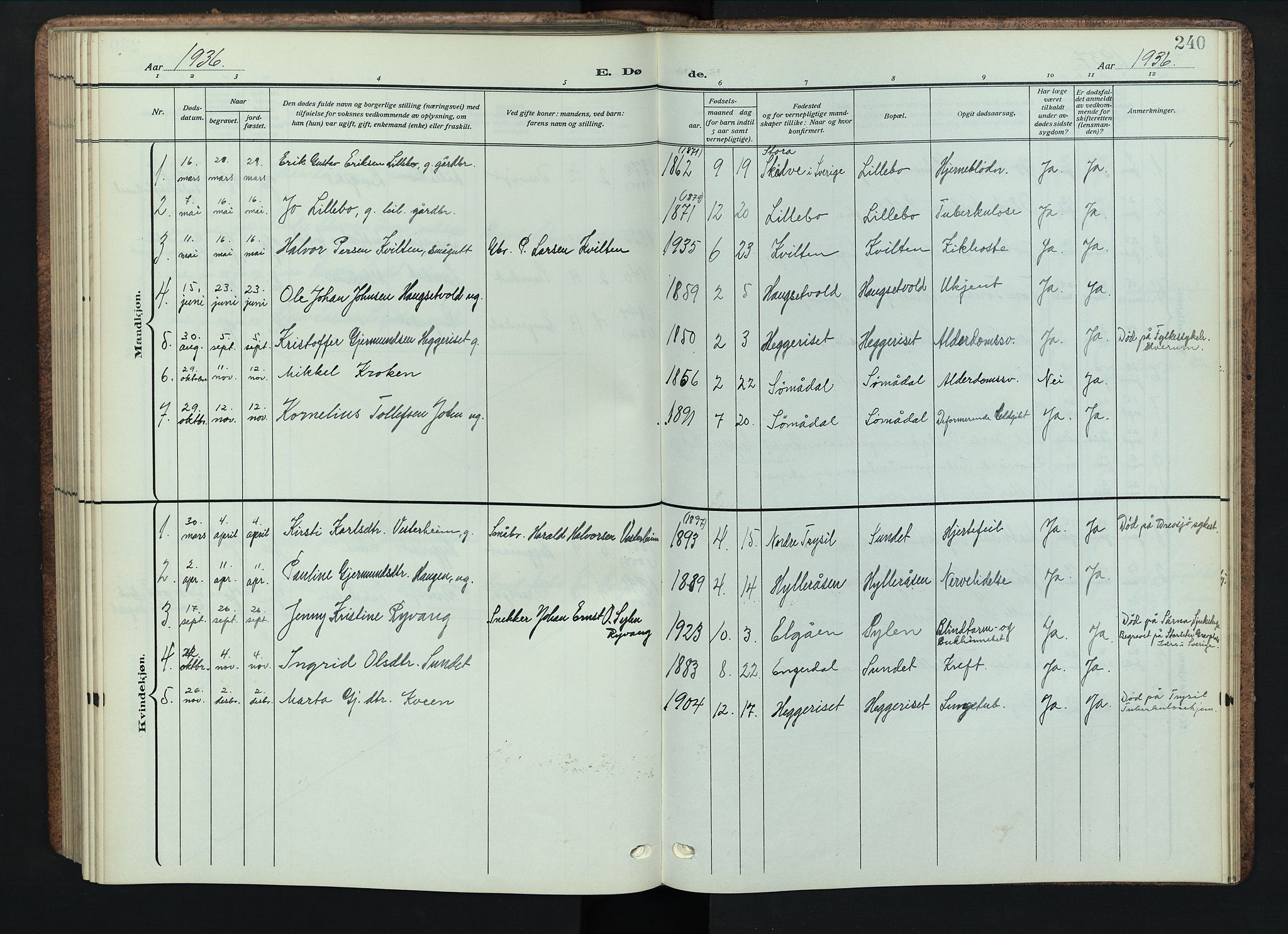 Engerdal prestekontor, AV/SAH-PREST-048/H/Ha/Hab/L0001: Parish register (copy) no. 1, 1911-1947, p. 240