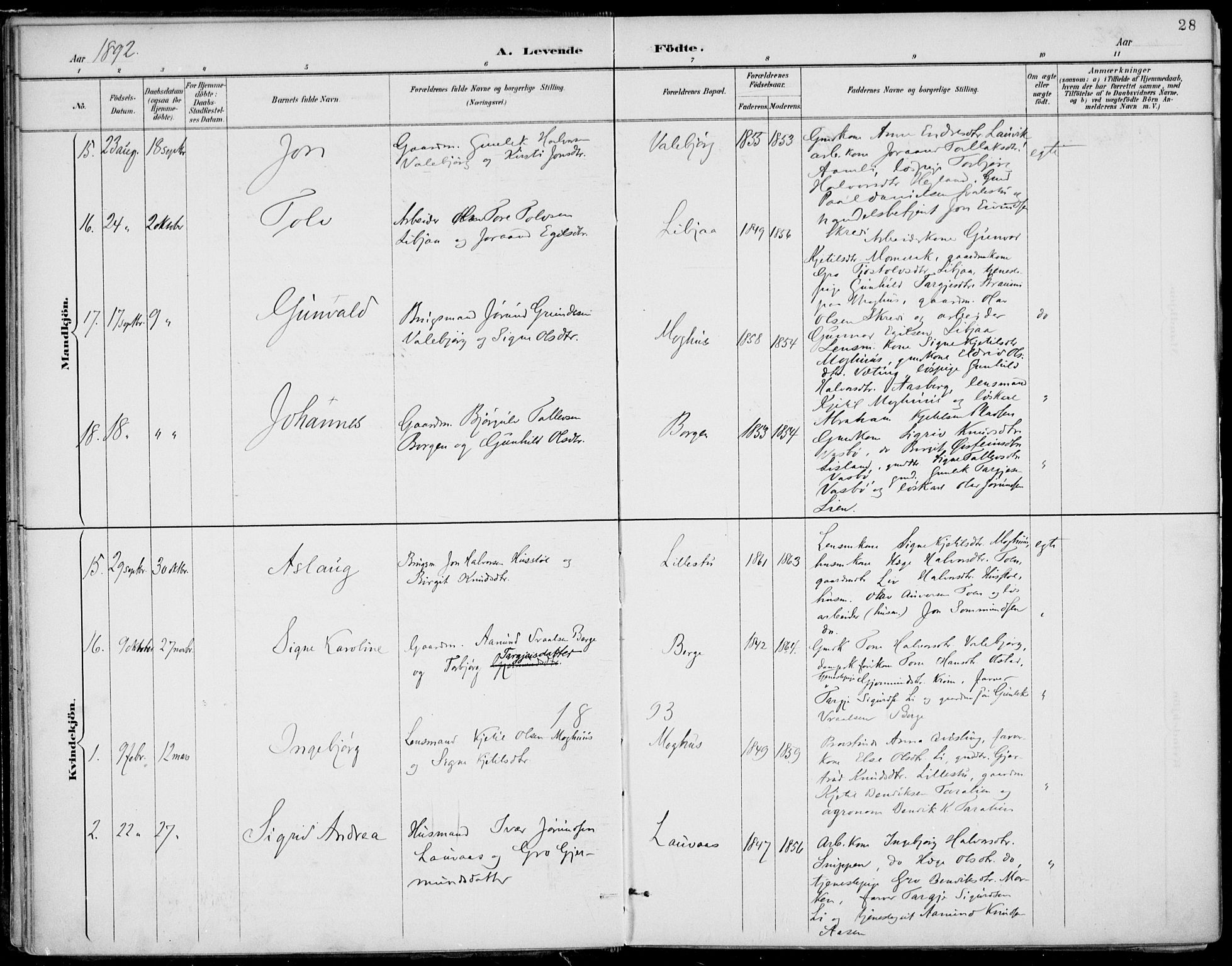 Fyresdal kirkebøker, AV/SAKO-A-263/F/Fa/L0007: Parish register (official) no. I 7, 1887-1914, p. 28