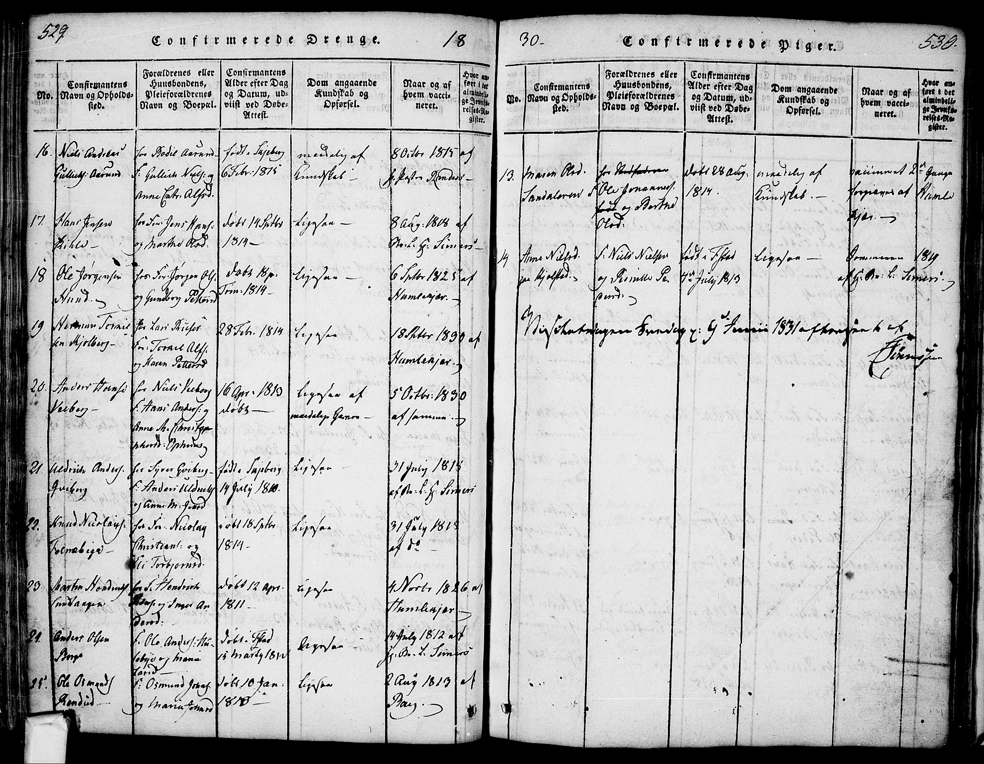 Borge prestekontor Kirkebøker, SAO/A-10903/F/Fa/L0003: Parish register (official) no. I 3, 1815-1836, p. 529-530