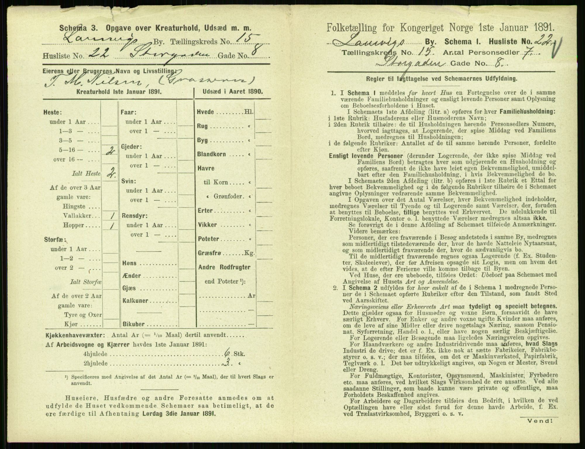 RA, 1891 census for 0707 Larvik, 1891, p. 1739