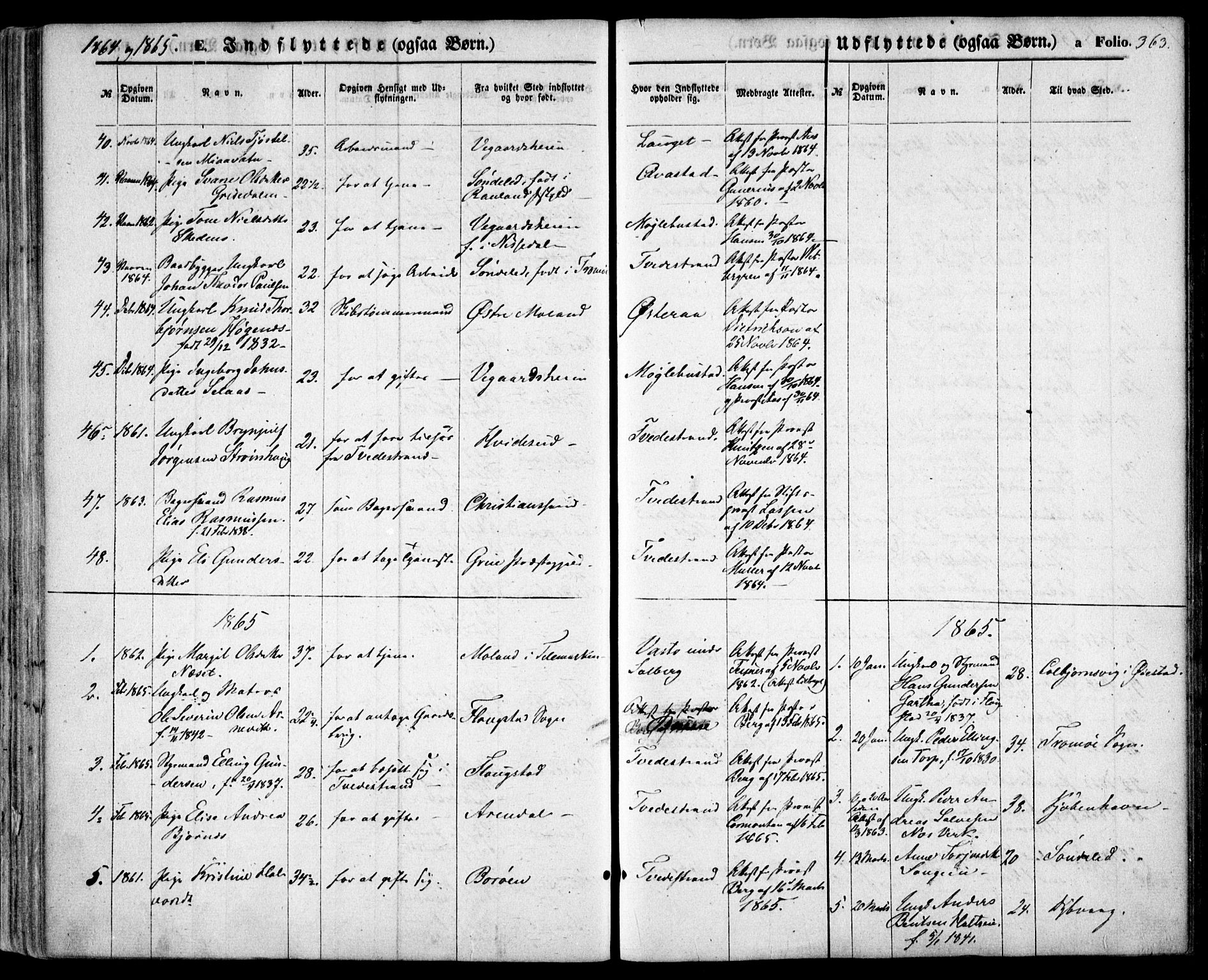 Holt sokneprestkontor, AV/SAK-1111-0021/F/Fa/L0009: Parish register (official) no. A 9, 1861-1871, p. 363