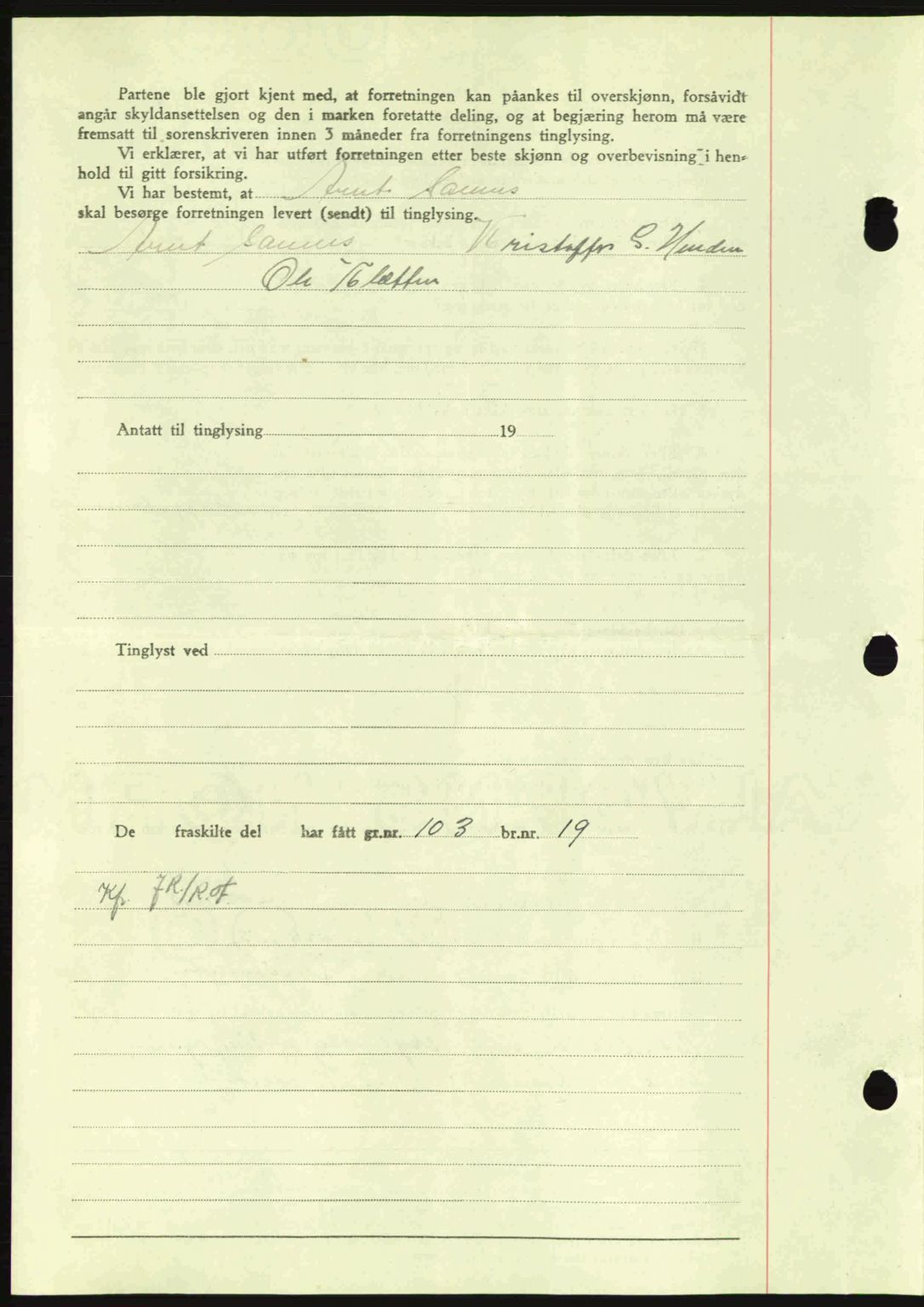 Nordmøre sorenskriveri, AV/SAT-A-4132/1/2/2Ca: Mortgage book no. A98, 1944-1944, Diary no: : 2089/1944