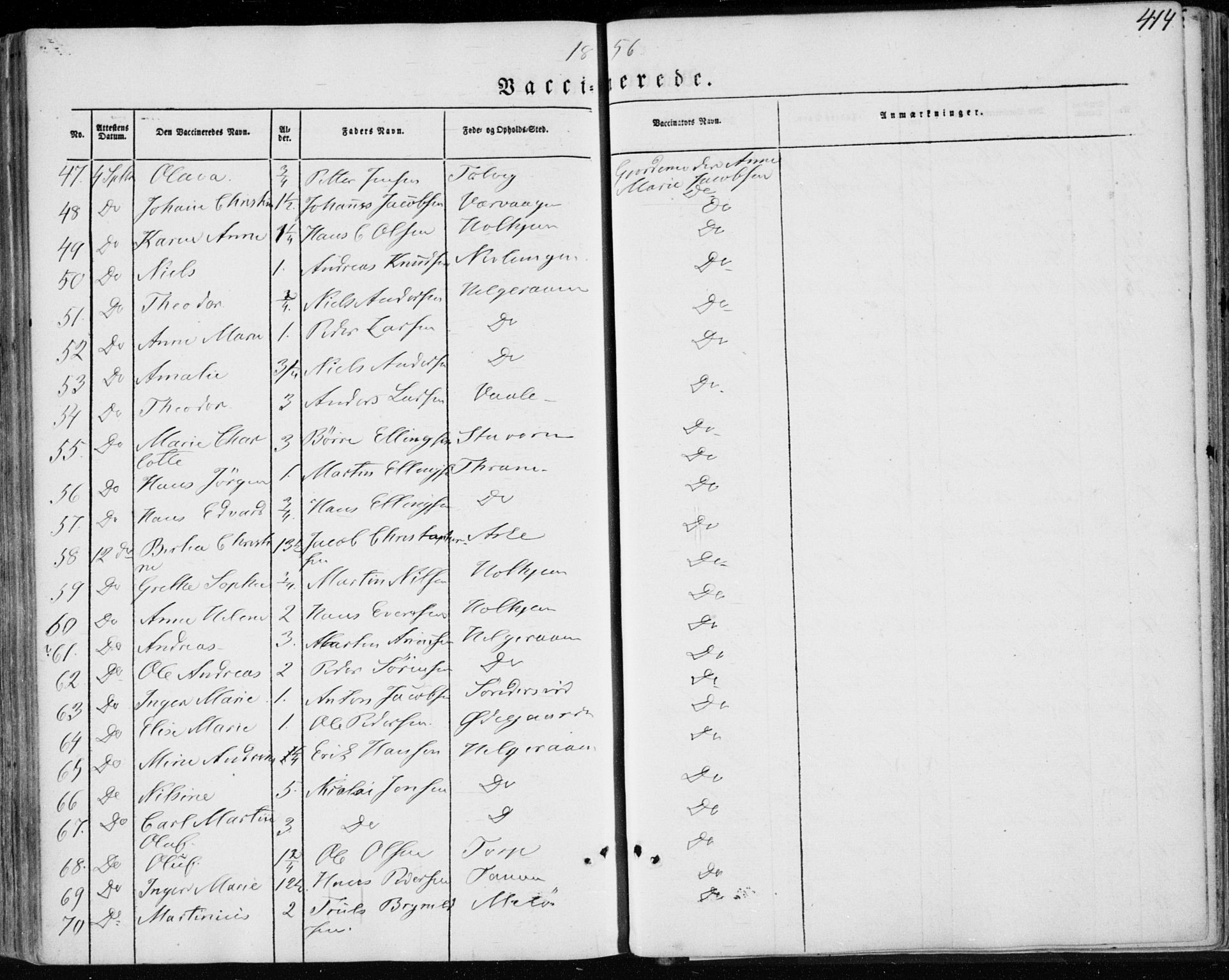 Brunlanes kirkebøker, AV/SAKO-A-342/F/Fa/L0004: Parish register (official) no. I 4, 1846-1862, p. 414