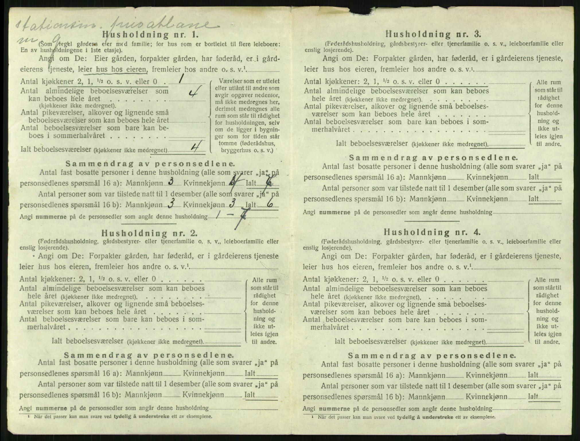 SAH, 1920 census for Fluberg, 1920, p. 787