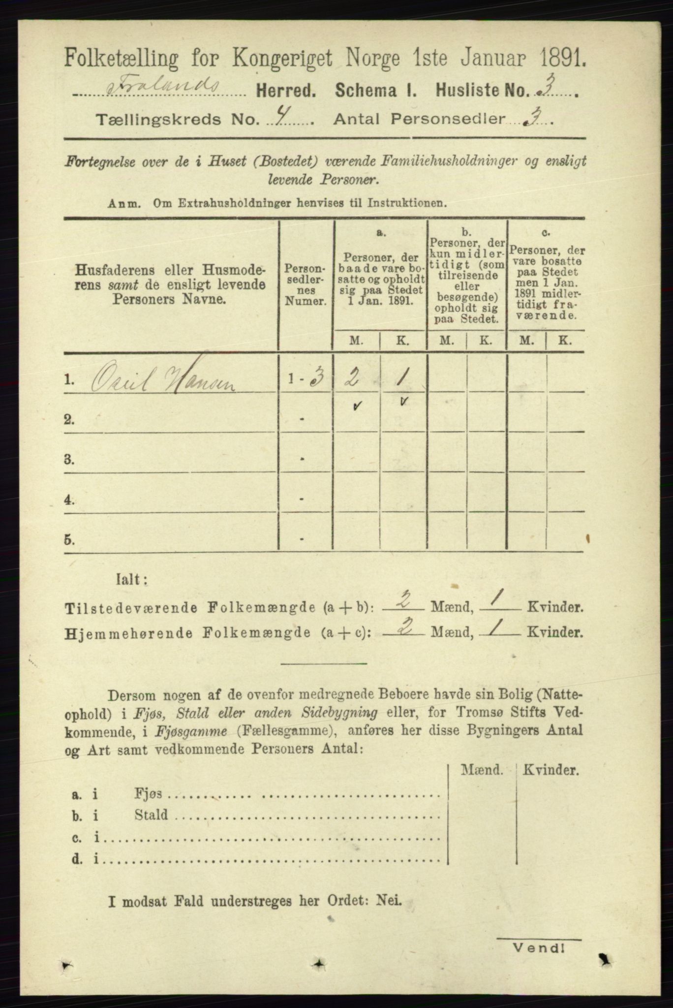 RA, 1891 census for 0919 Froland, 1891, p. 1333