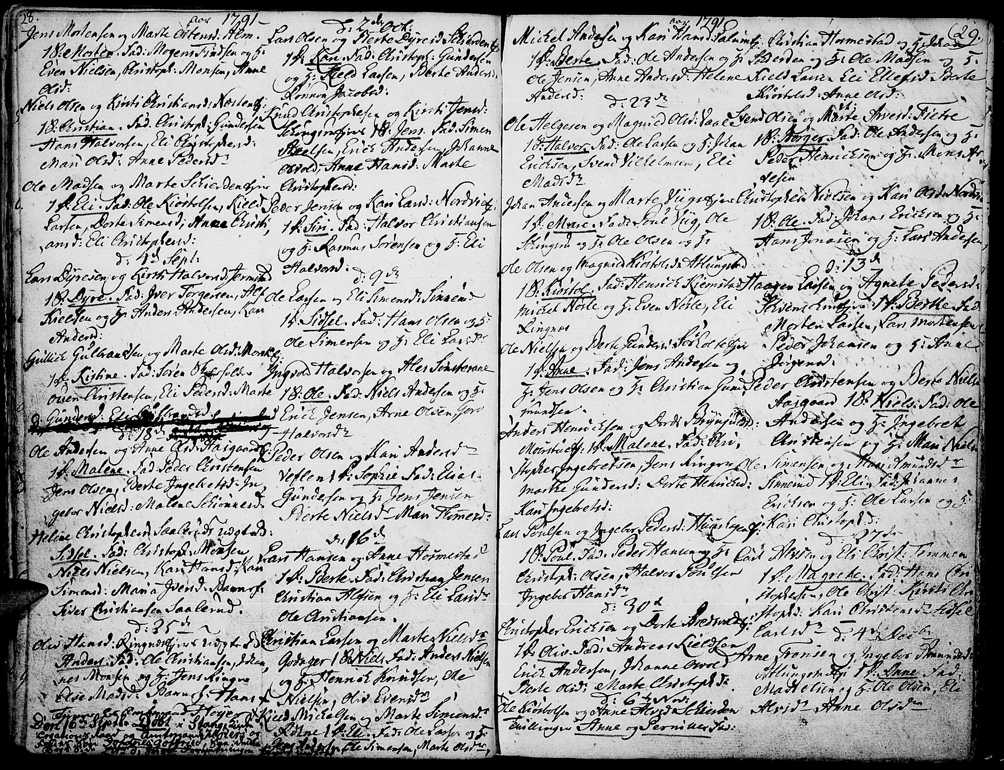 Stange prestekontor, SAH/PREST-002/K/L0007: Parish register (official) no. 7, 1788-1813, p. 28-29