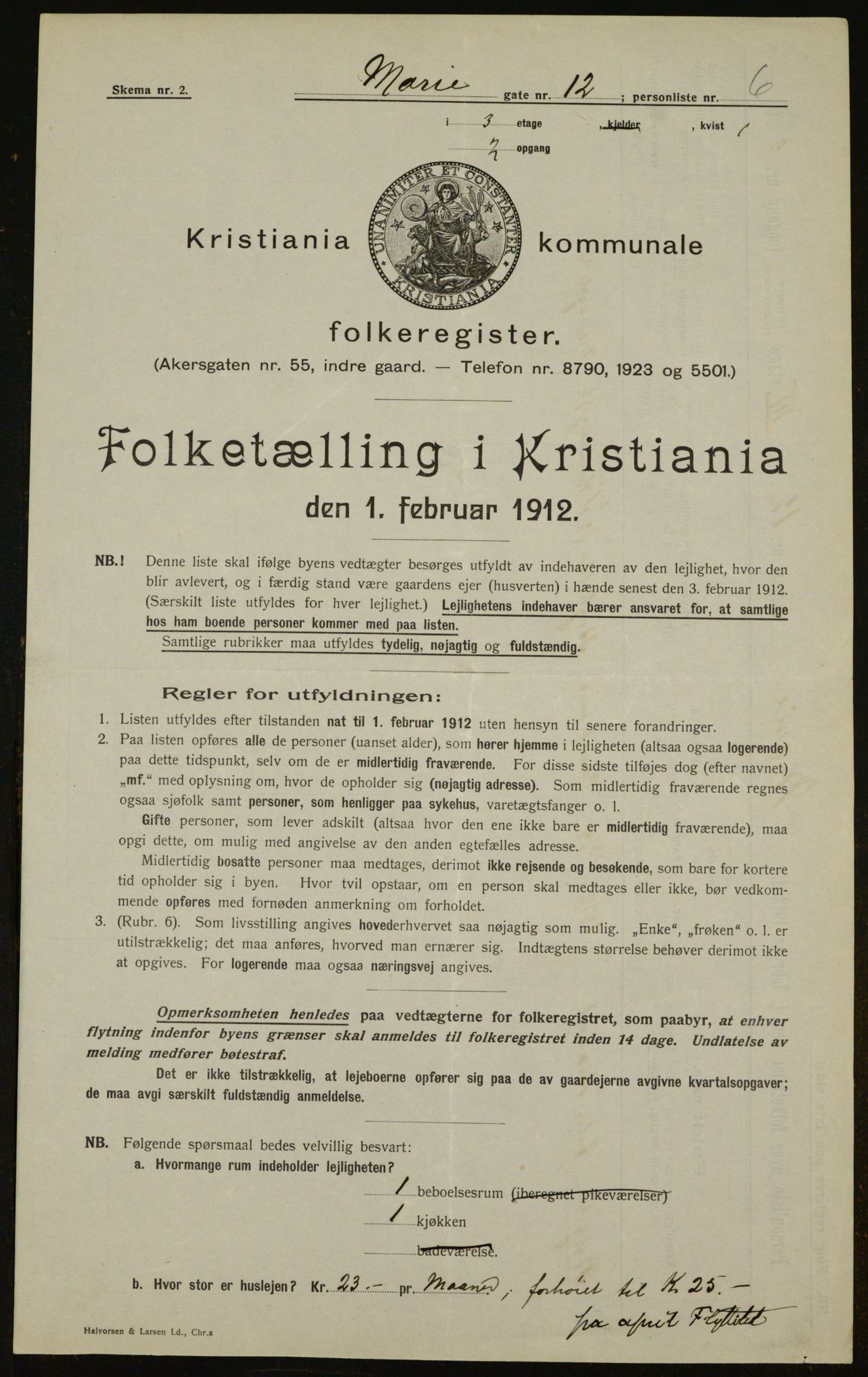 OBA, Municipal Census 1912 for Kristiania, 1912, p. 63353