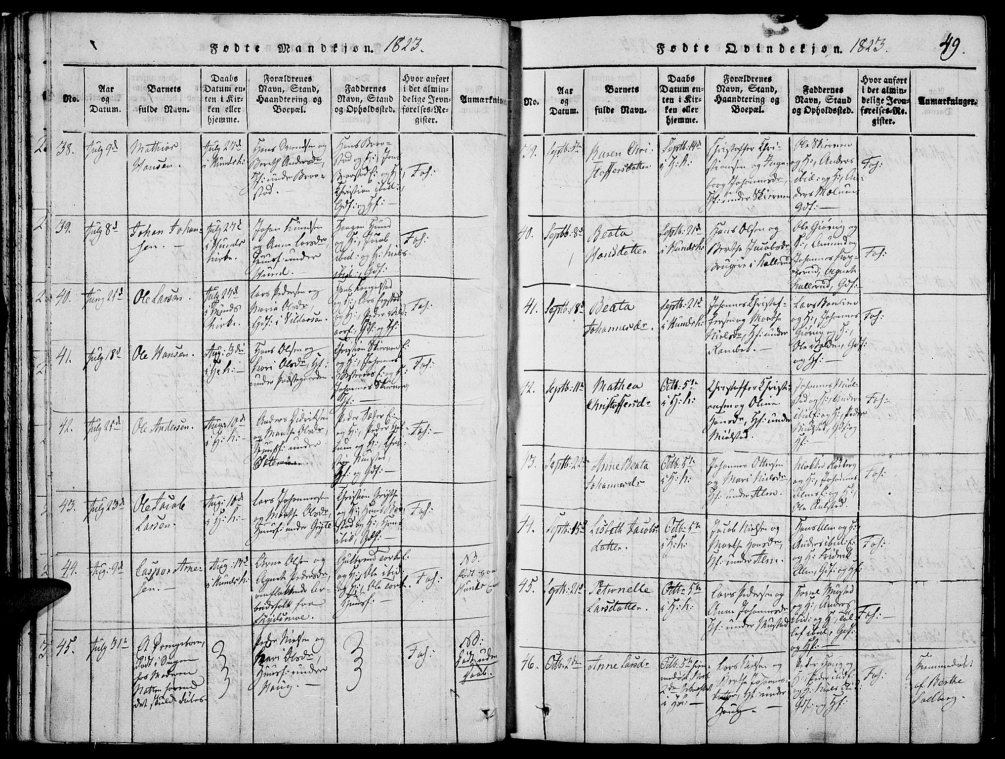 Vardal prestekontor, SAH/PREST-100/H/Ha/Haa/L0004: Parish register (official) no. 4, 1814-1831, p. 49