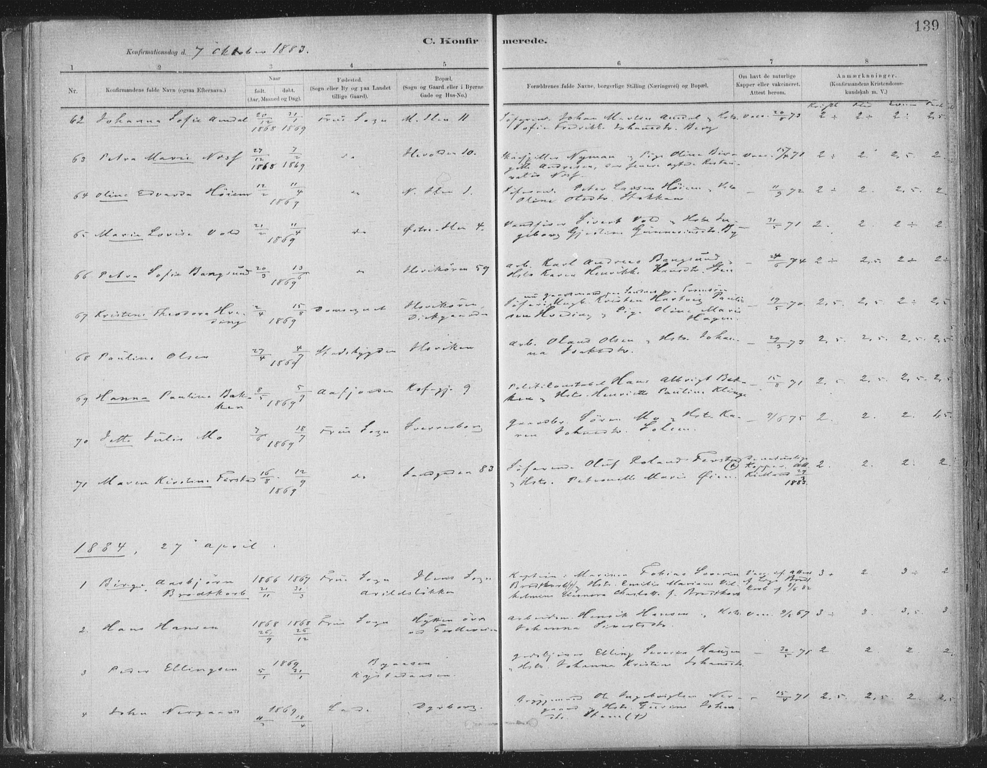 Ministerialprotokoller, klokkerbøker og fødselsregistre - Sør-Trøndelag, SAT/A-1456/603/L0162: Parish register (official) no. 603A01, 1879-1895, p. 139