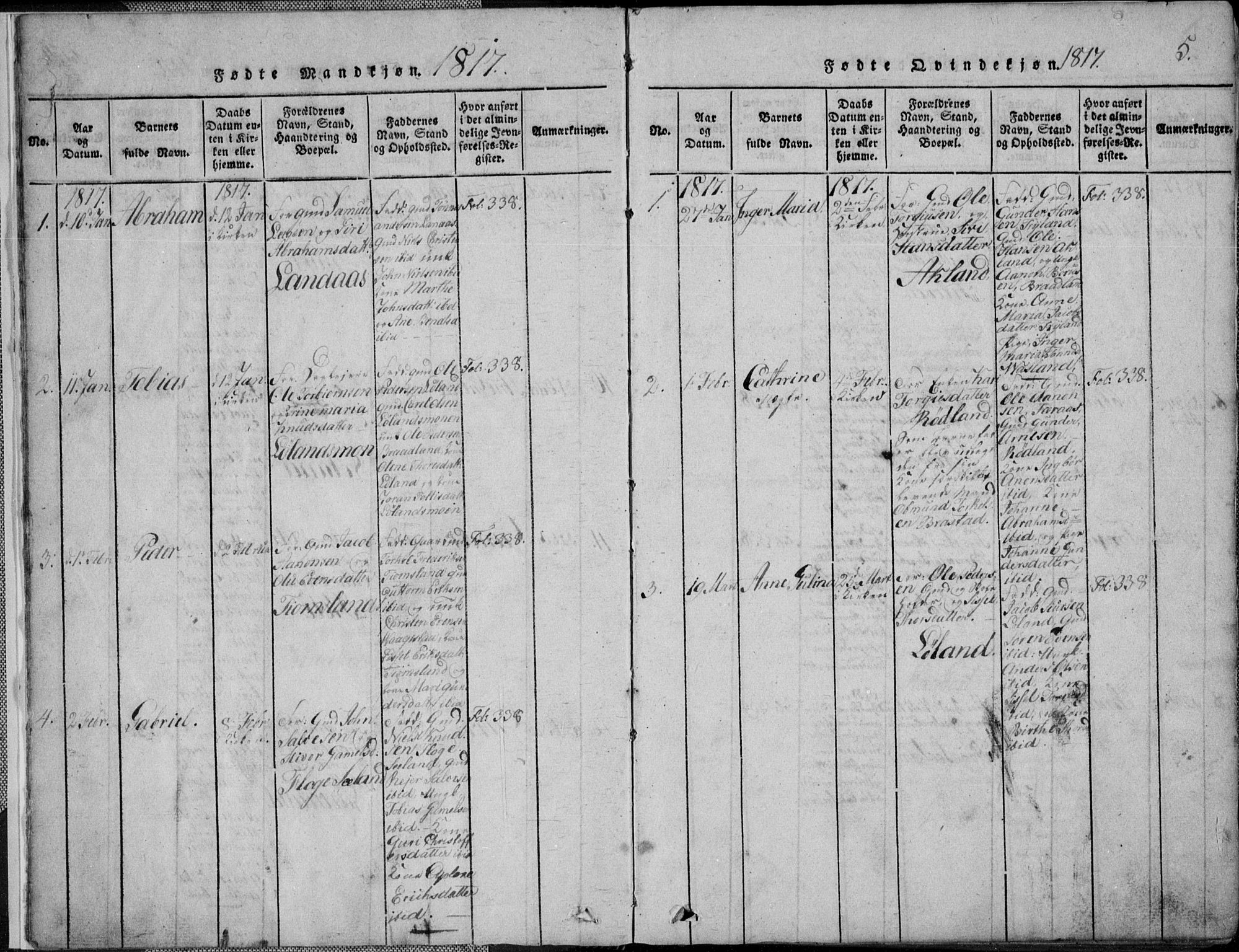 Nord-Audnedal sokneprestkontor, AV/SAK-1111-0032/F/Fb/Fbb/L0001: Parish register (copy) no. B 1, 1816-1858, p. 5