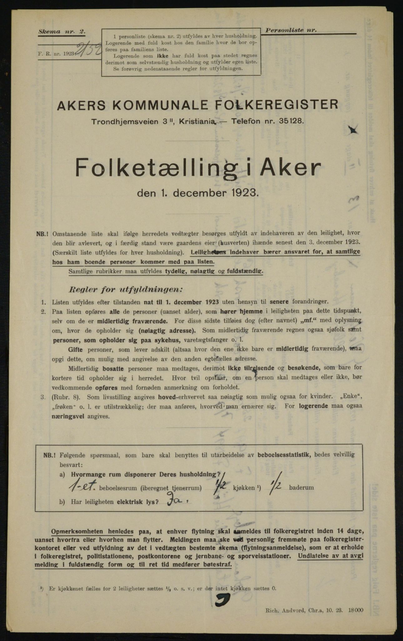 , Municipal Census 1923 for Aker, 1923, p. 21899