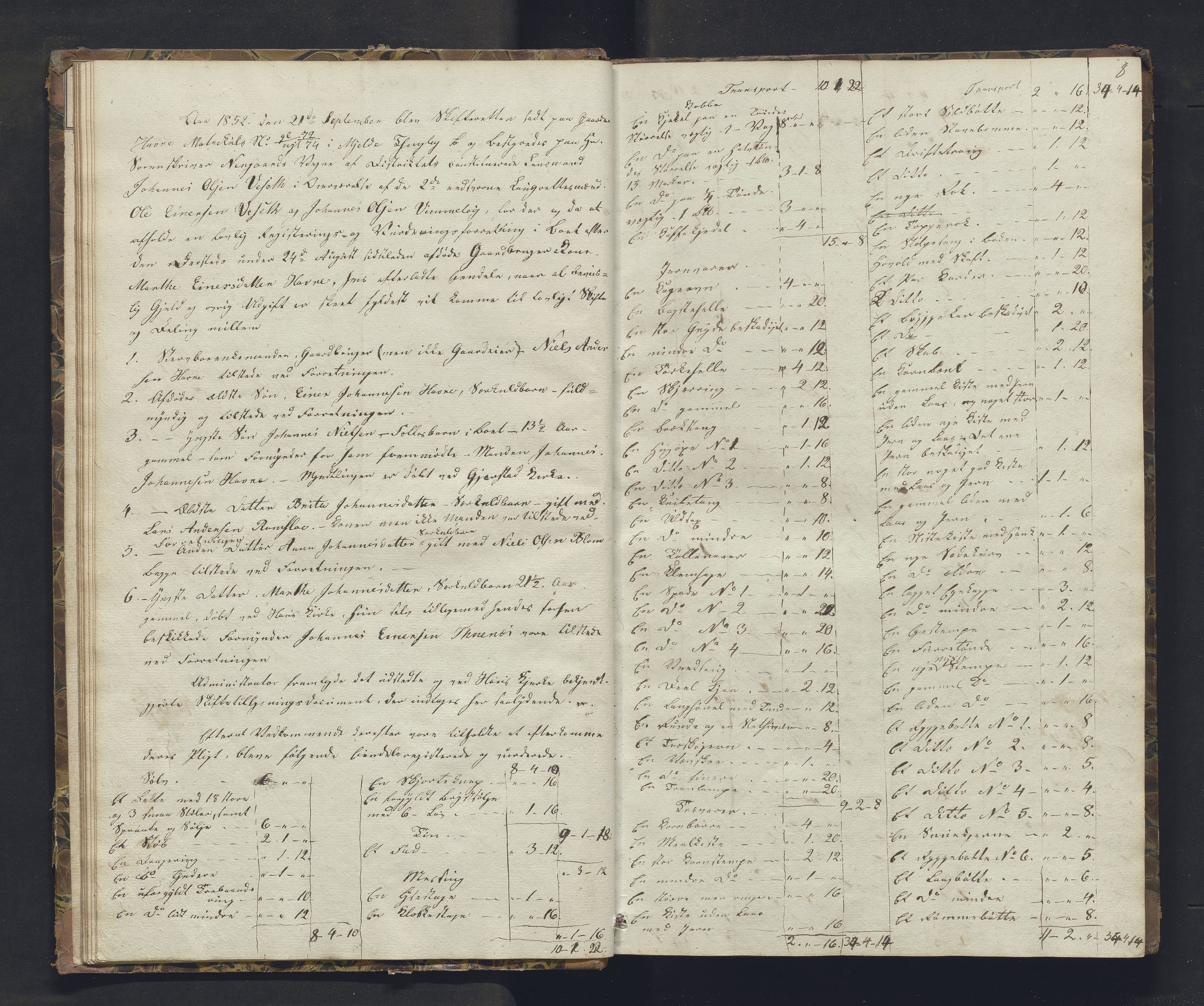 Nordhordland sorenskrivar, SAB/A-2901/1/H/Hb/L0023: Registreringsprotokollar, 1852, p. 8