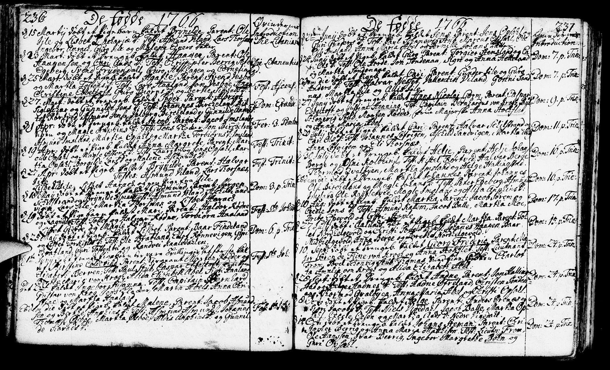 Vikedal sokneprestkontor, SAST/A-101840/01/IV: Parish register (official) no. A 1, 1737-1778, p. 236-237