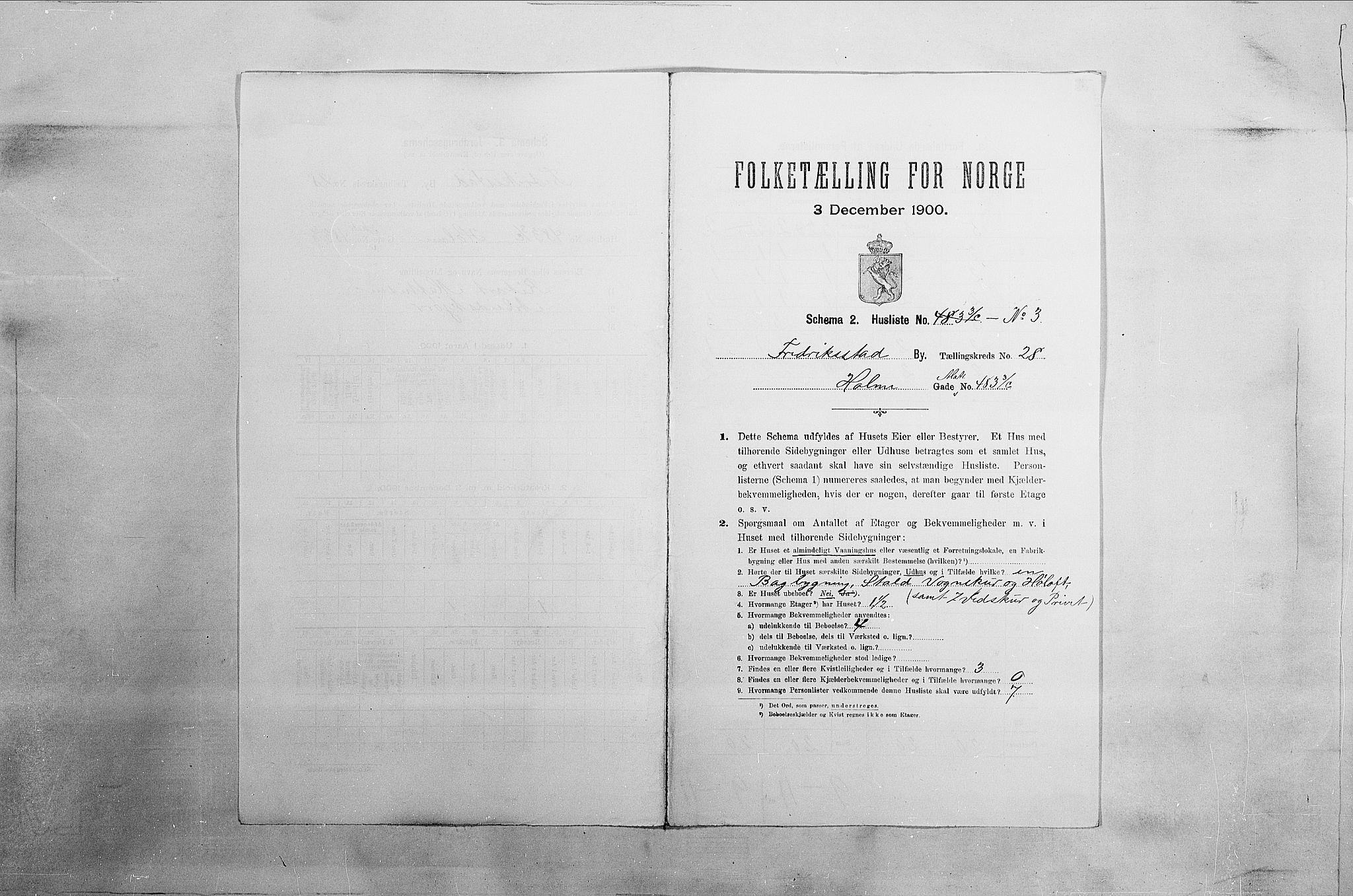 SAO, 1900 census for Fredrikstad, 1900