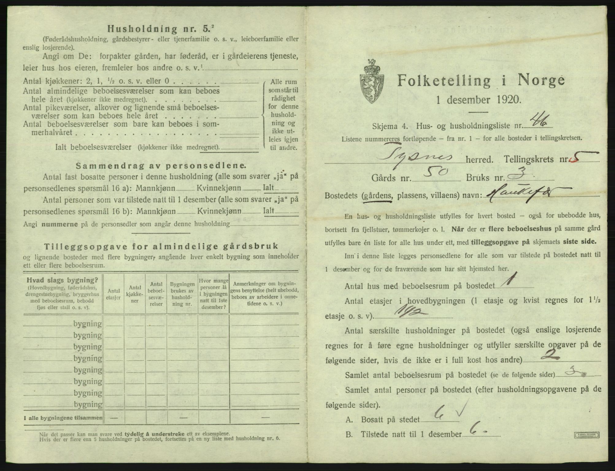 SAB, 1920 census for Tysnes, 1920, p. 514