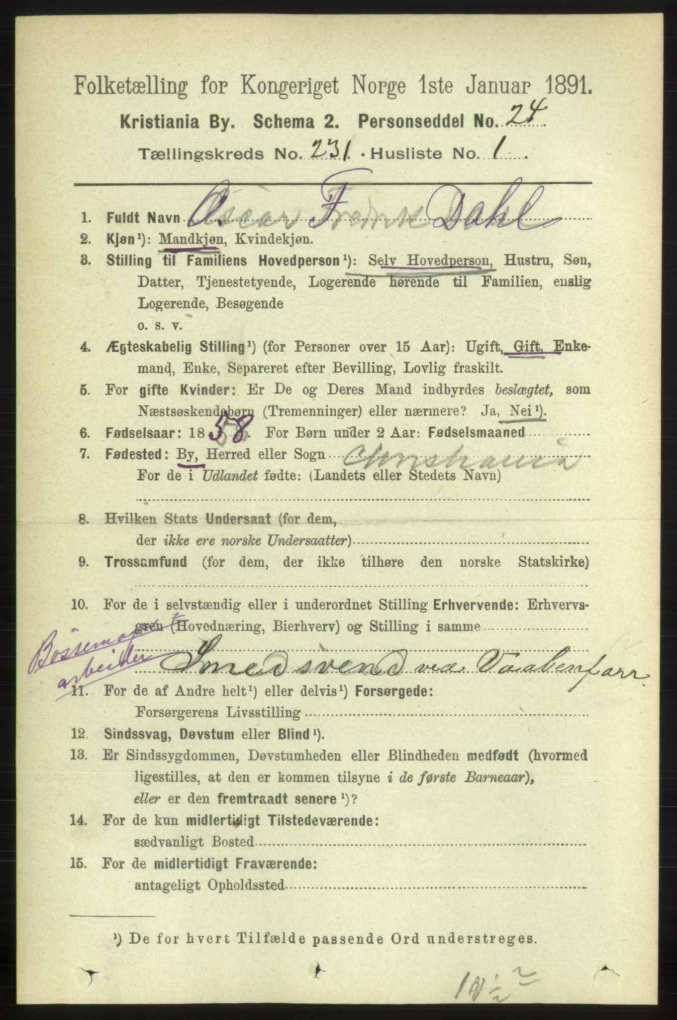 RA, 1891 census for 0301 Kristiania, 1891, p. 142528