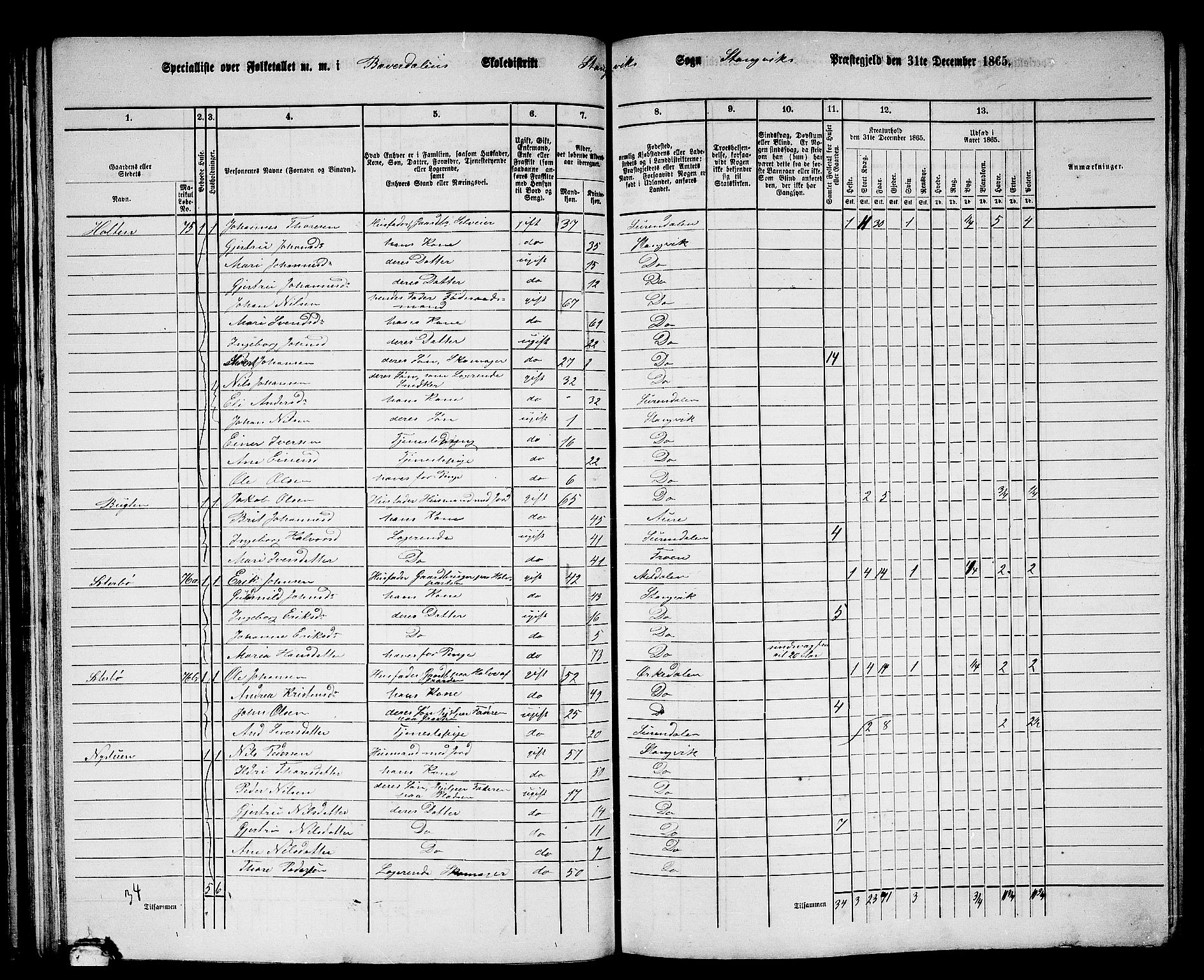 RA, 1865 census for Stangvik, 1865, p. 64