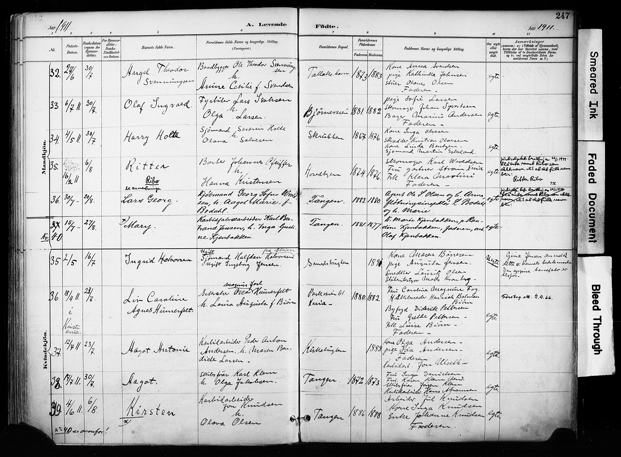 Kragerø kirkebøker, SAKO/A-278/F/Fa/L0013: Parish register (official) no. 13, 1887-1915, p. 247