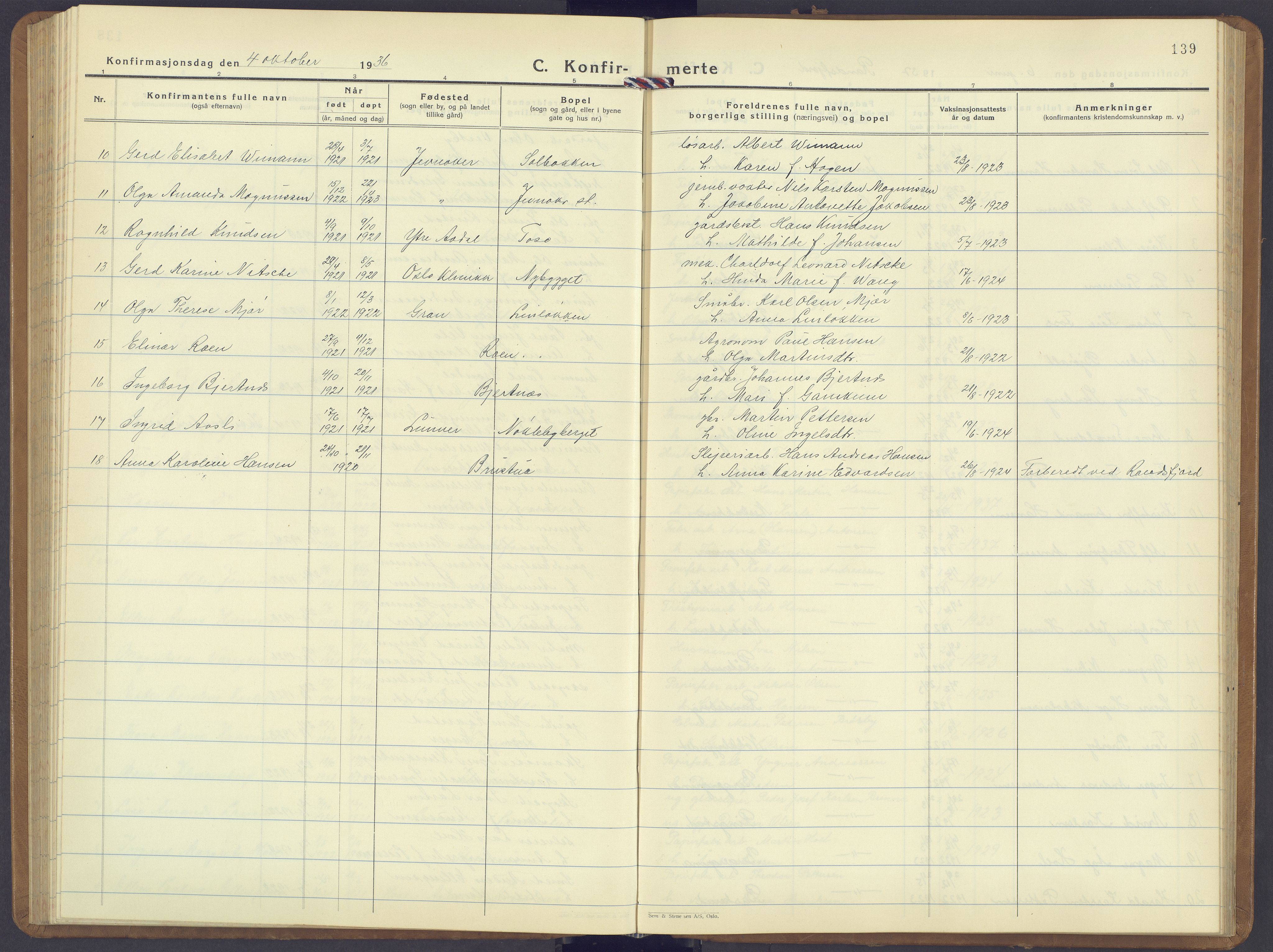 Jevnaker prestekontor, SAH/PREST-116/H/Ha/Hab/L0006: Parish register (copy) no. 6, 1930-1945, p. 139